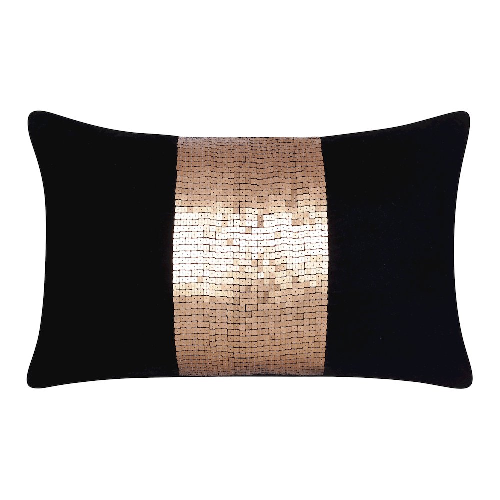 LR Home Cosmopolitan Performance Poly Filled Pillow in Black/Gold 16 x 24