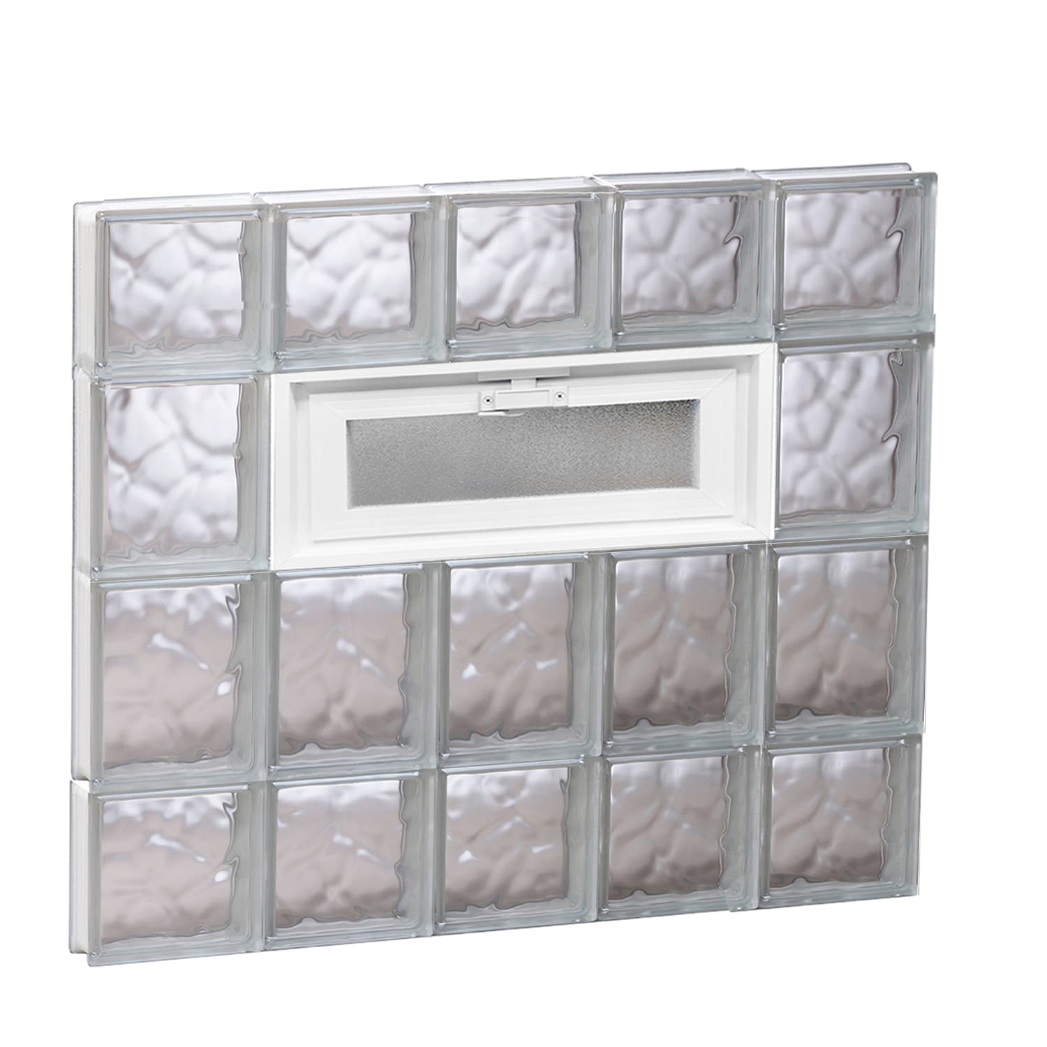 REDI2SET V3028DC Wavy Glass 28-3/4-in x 27-in Frameless Replacement Vented Glass Block Window