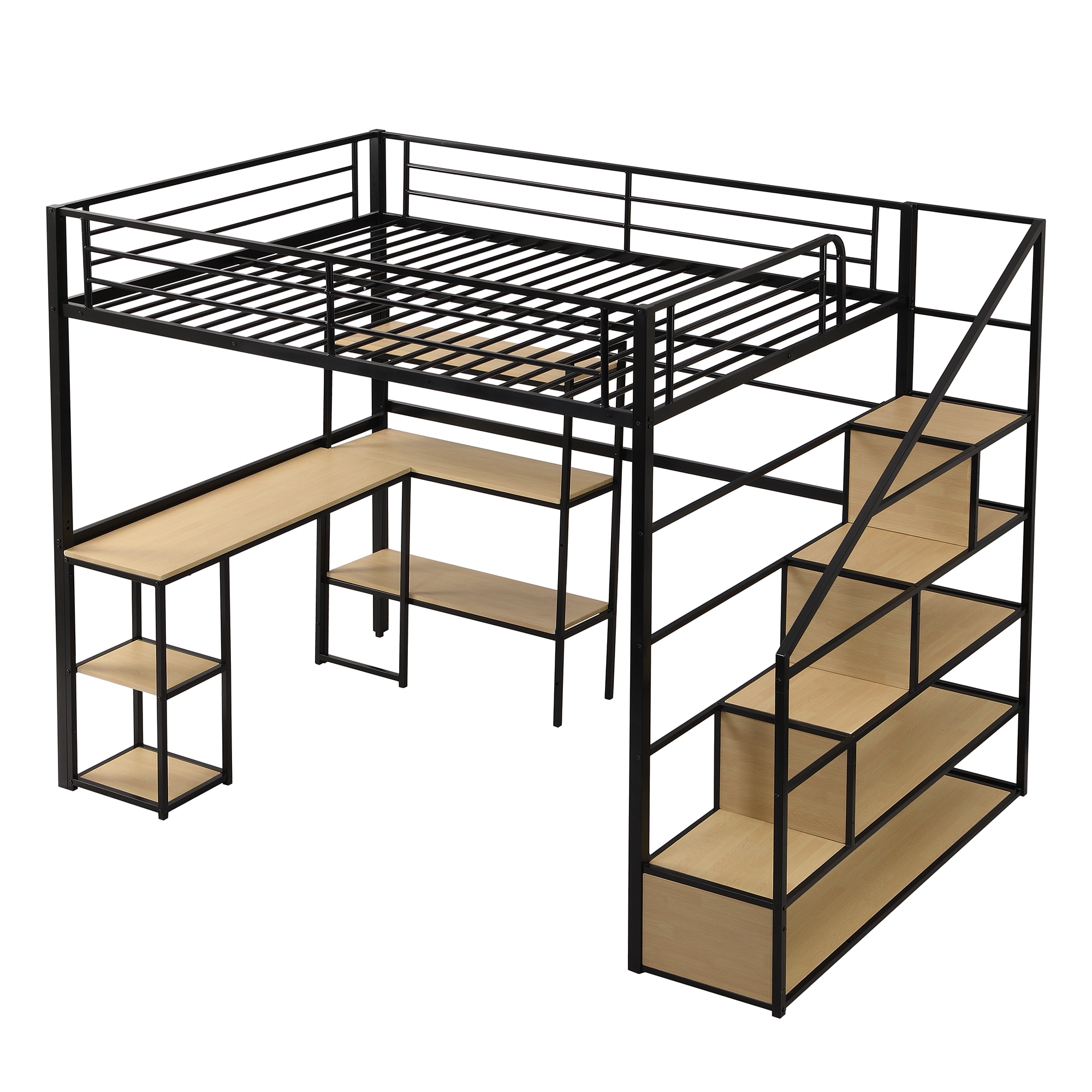 Nestfair LB1121B Black Full Metal Bed frame Bed