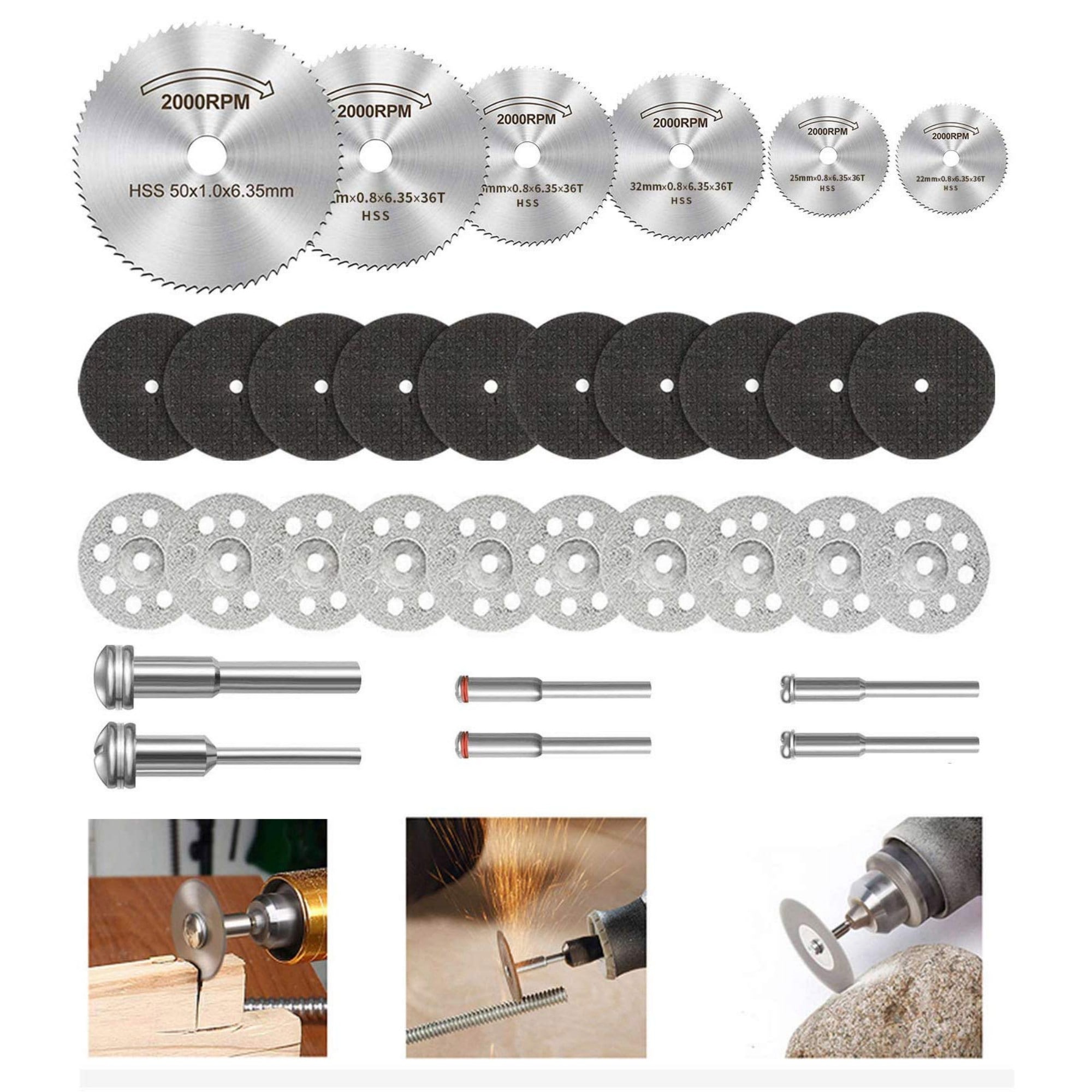 Wudkey 1/8in Shank Cutting Wheel Sets for Dremel Rotary Tool