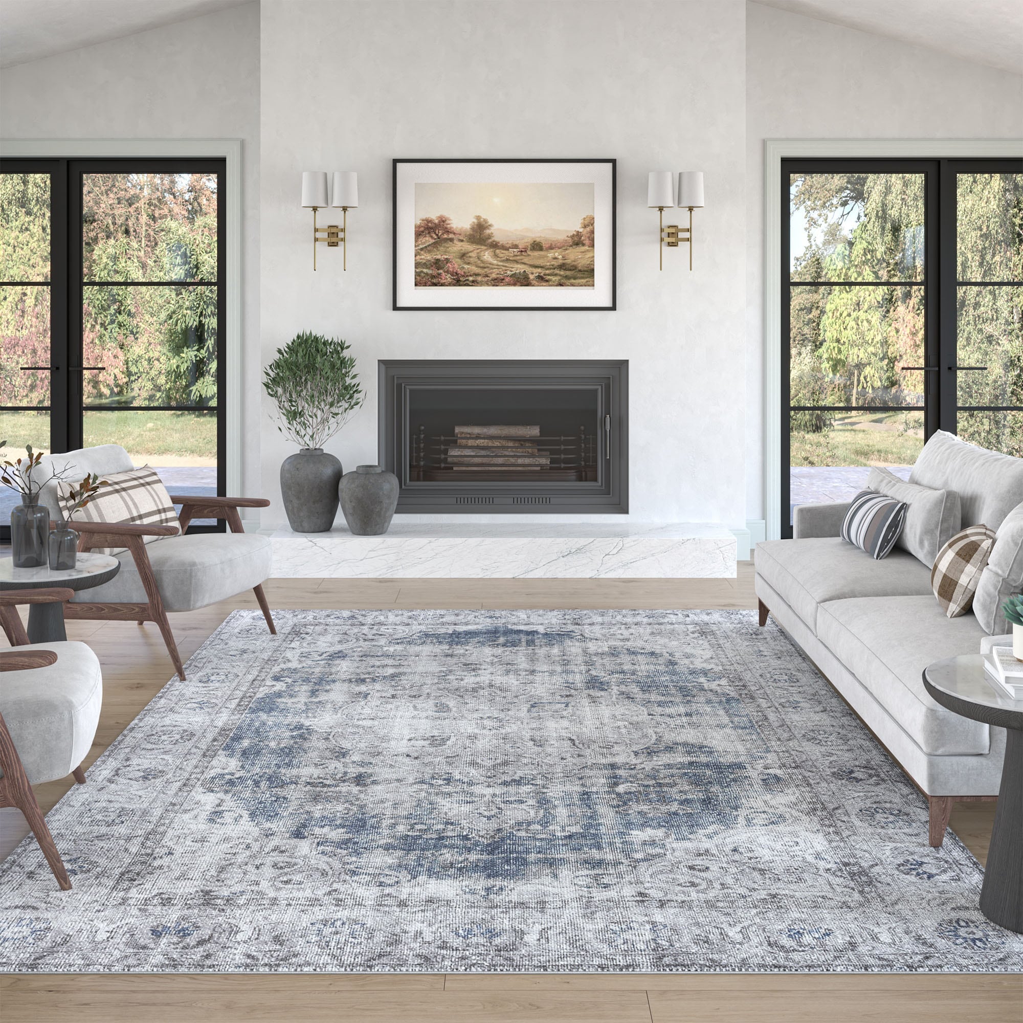 Tayse PRK1307 8X10 Parker 8 x 10 (ft) Loomed Polypropylene Blue Rectangular Indoor Area rug