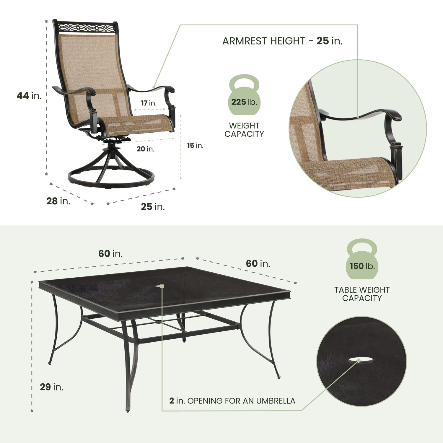 Hanover MONDN9PCSWSQG Patio-Dining-Sets - View #3