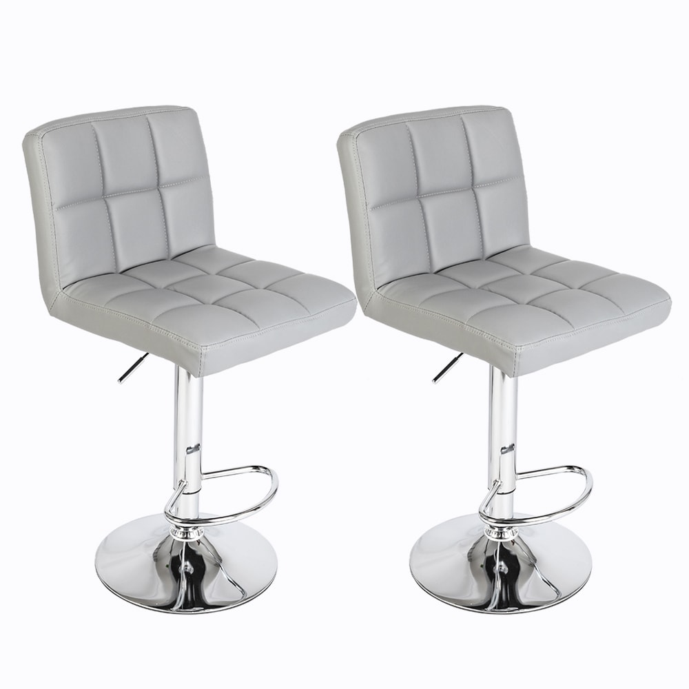 Winado 360621493613 Bar Stool 2 -Set Gray 23.6-in H Short Square seat Swivel Metal Bar Stool
