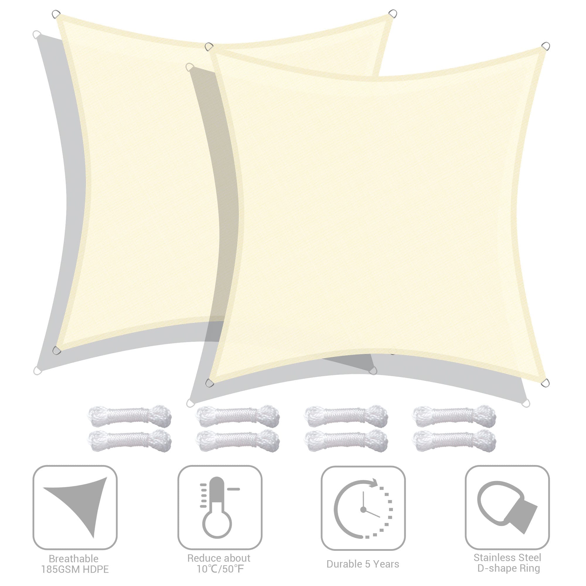 Yescom 07SSS005-S12-W1X2-LO Shade-Sails-Fabric - View #2