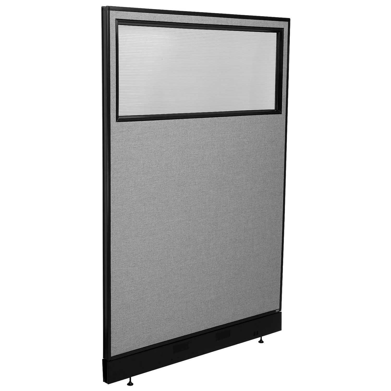 Global Industrial 694696WNGY 48-14-inW x 76-inH Office Partition Panel with Partial Window  Raceway Gray