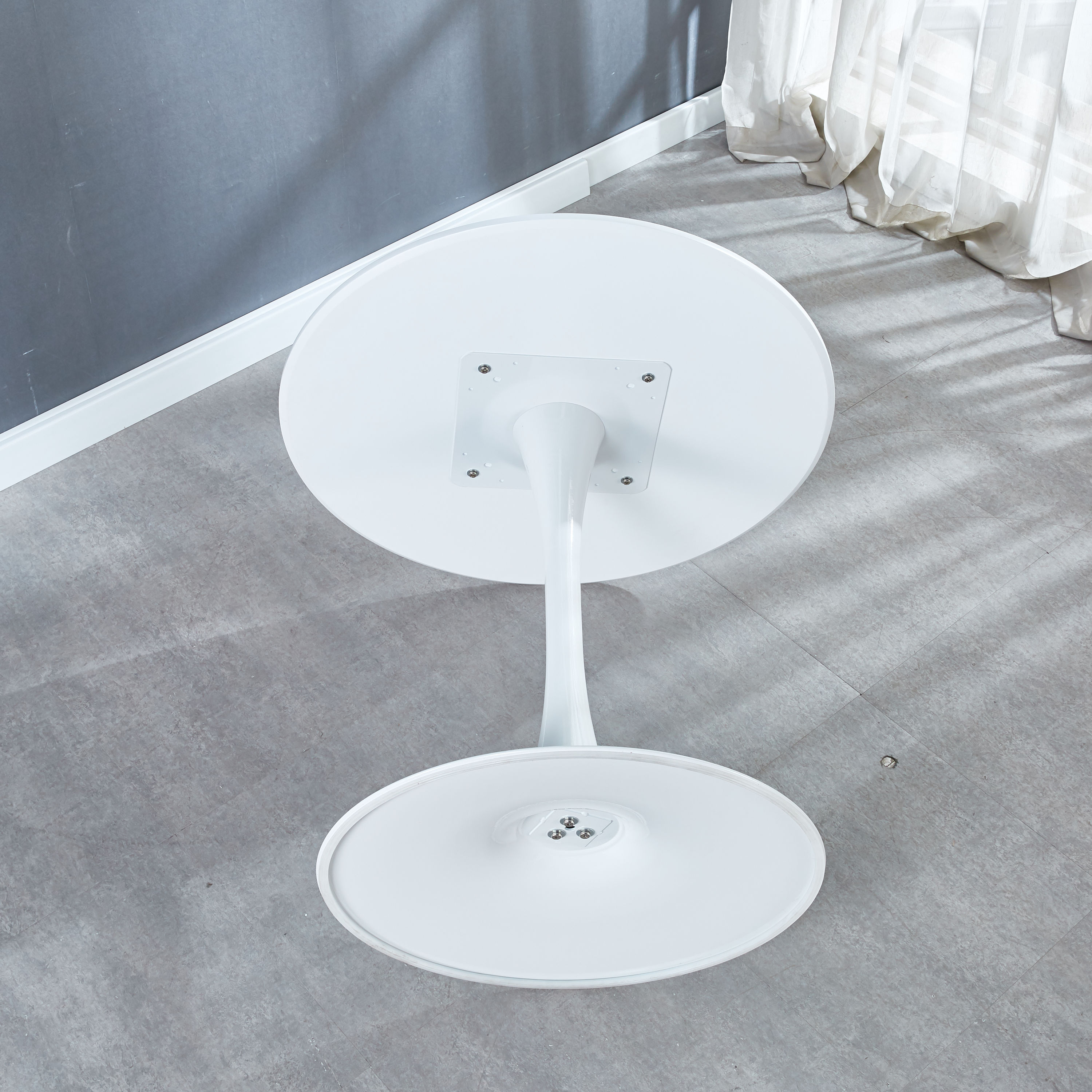 CASAINC White Round Contemporary/Modern Dining Table, Mdf with White ...