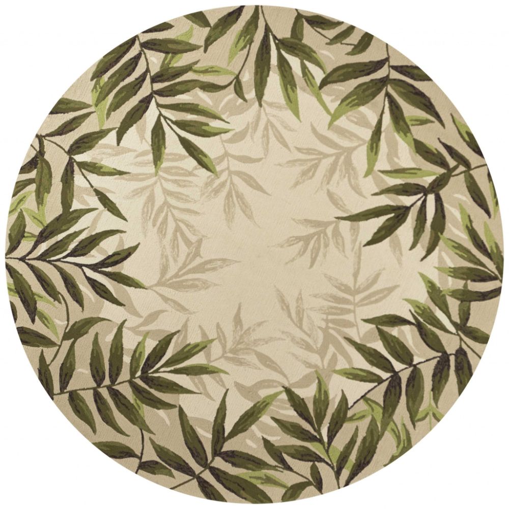HomeRoots 354127 Bernadette 7 X 7 (ft) Rag Sand Beige Round Indoor Floral/Botanical Area Rug