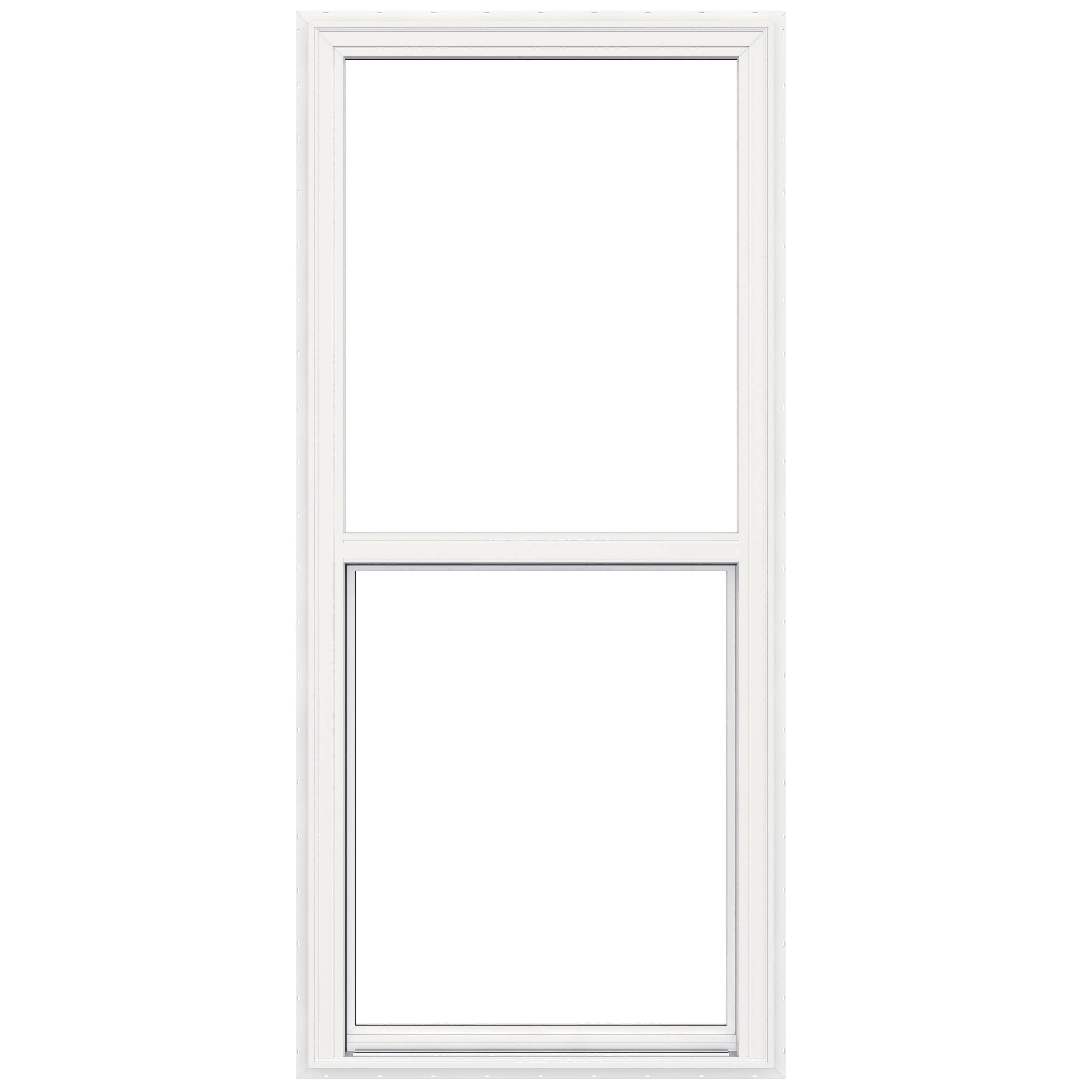 JELD-WEN LOWOLVYBMSH3477 V-2500 33-1/2-in x 76-1/2-in White Exterior Vinyl New construction Single Hung Window Low-E argon Double Pane Glass (Half Screen Included)