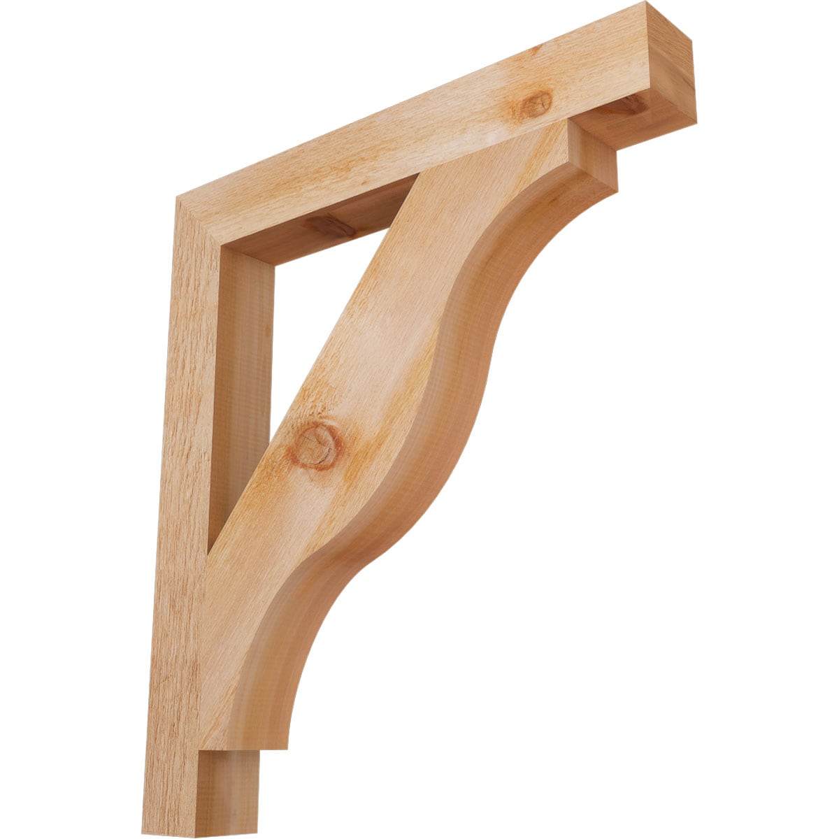 Ekena Millwork BKT04X30X34FST05RWR Funston Block Rough Sawn 4-in x 30-in x 34-in Western red cedar Brown Wood Standard bracket