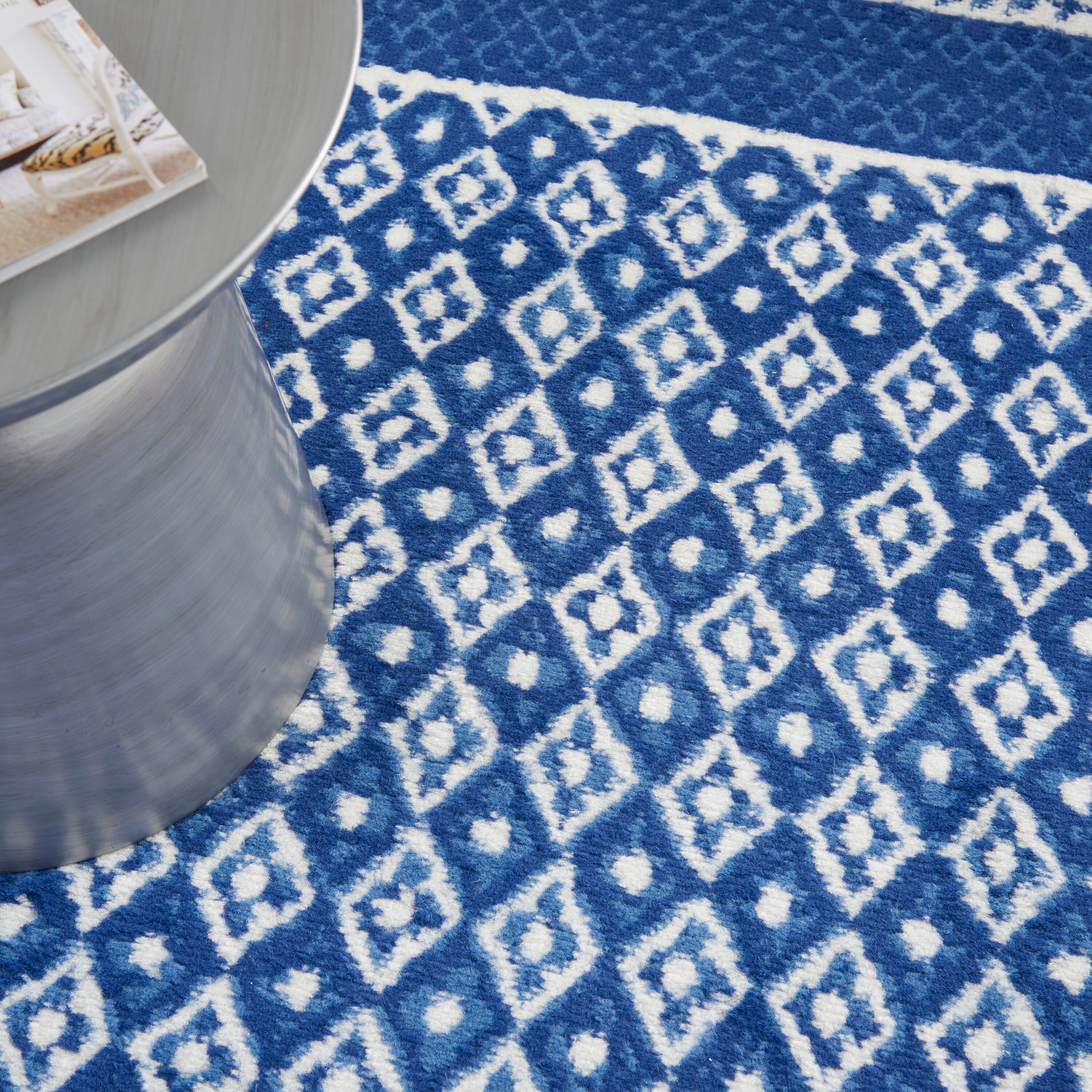 Ivory Geometric 6' x 9' Flat Woven Synthetic Area Rug