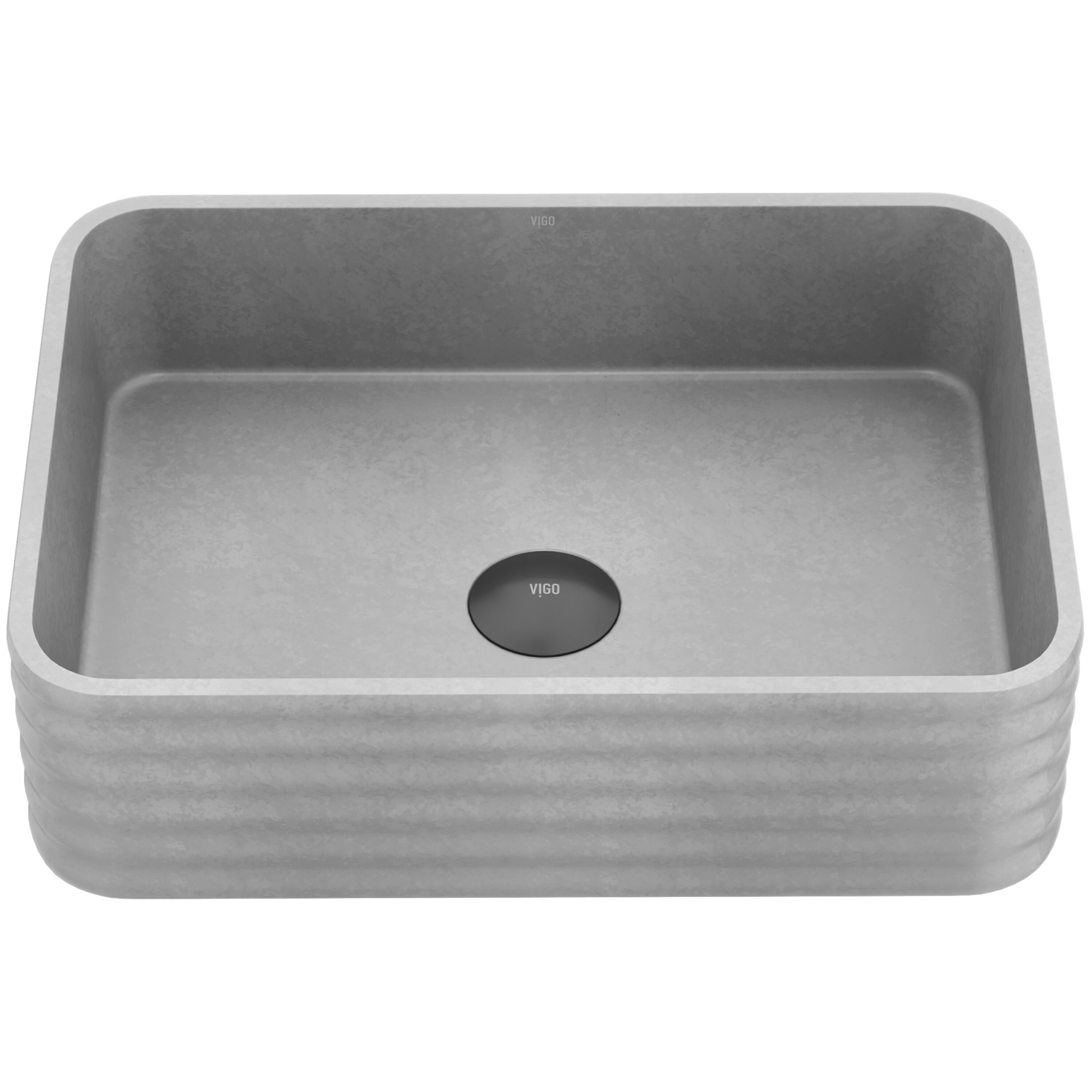VIGO VG04076 Cadman Concrete 13-in Vessel Rectangular Modern Gray Bathroom Sink