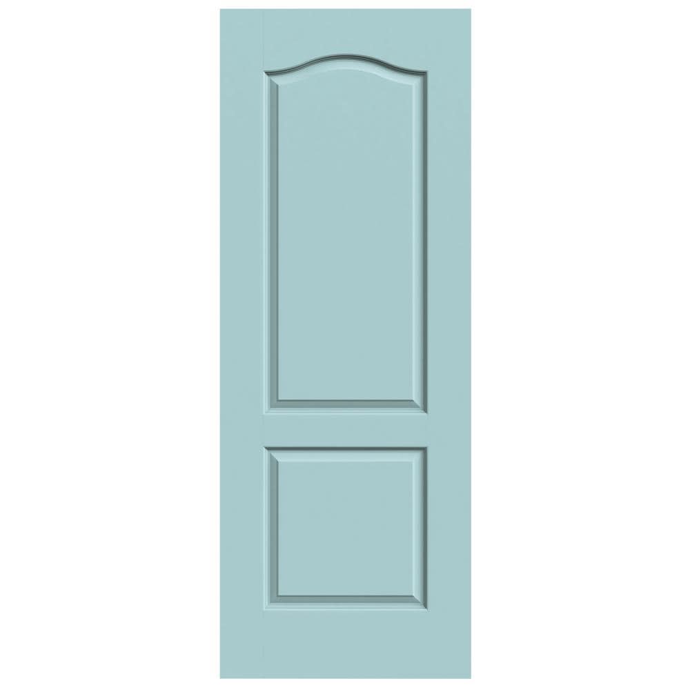 JELD-WEN LOWOLJW137200552 Princeton 24-in x 80-in Caribbean Blue 2-panel Arch Top Smooth Solid Core Prefinished Molded Composite Slab Door