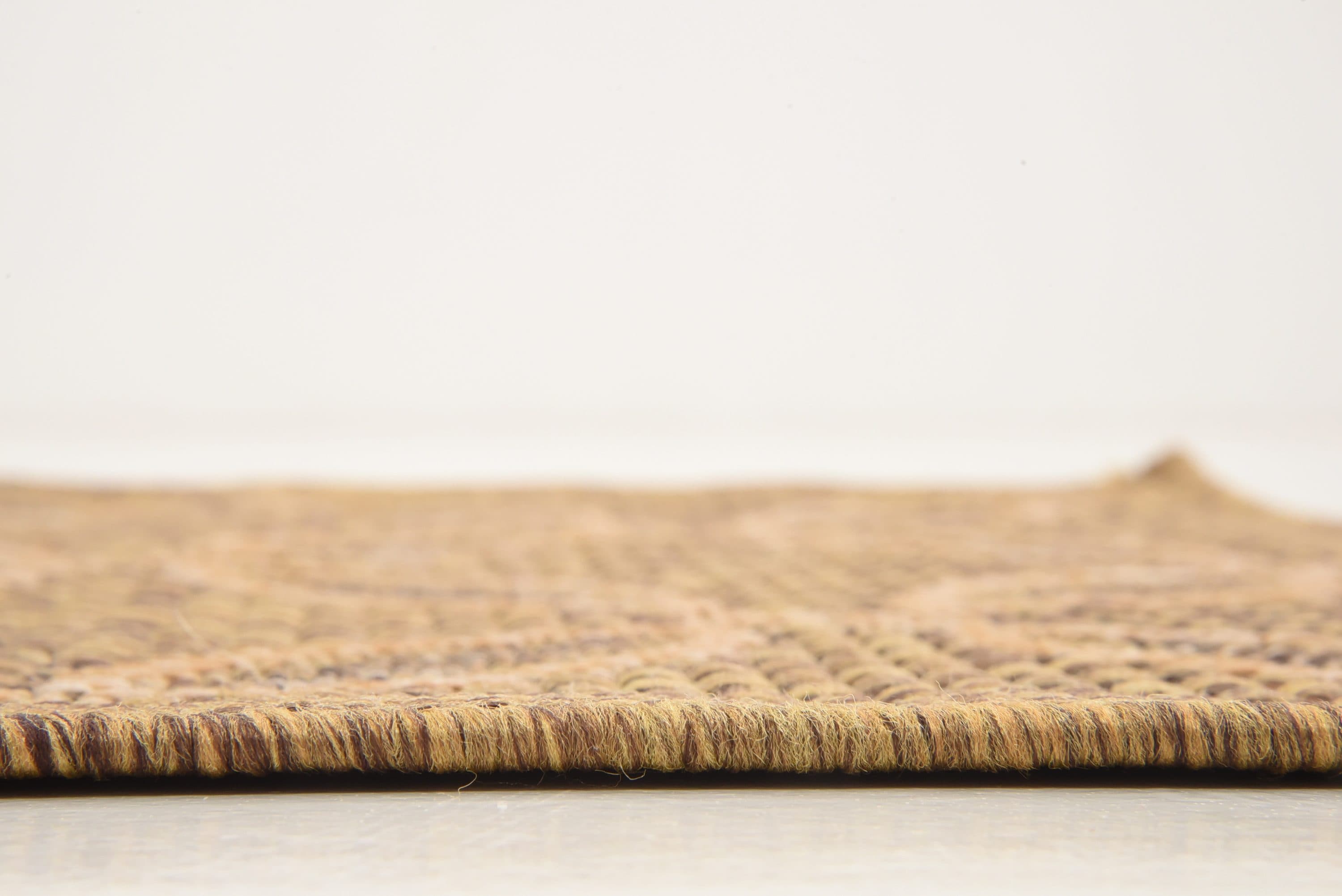 Light Brown Synthetic Reversible Outdoor Runner Rug