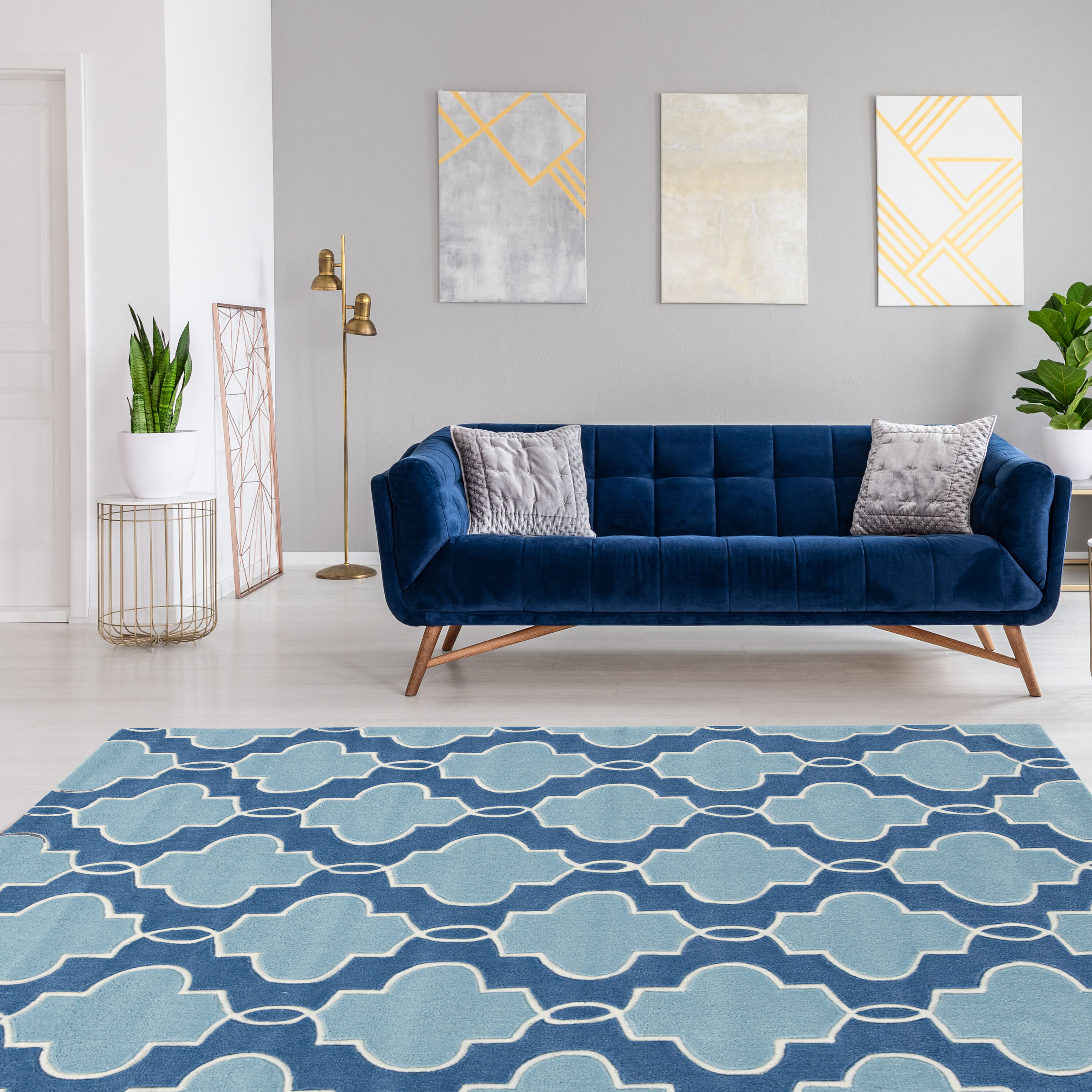 Linon RUG-TARL3481 Trio 8 X 10 (ft) Blue Indoor Geometric Bohemian/Eclectic Area Rug