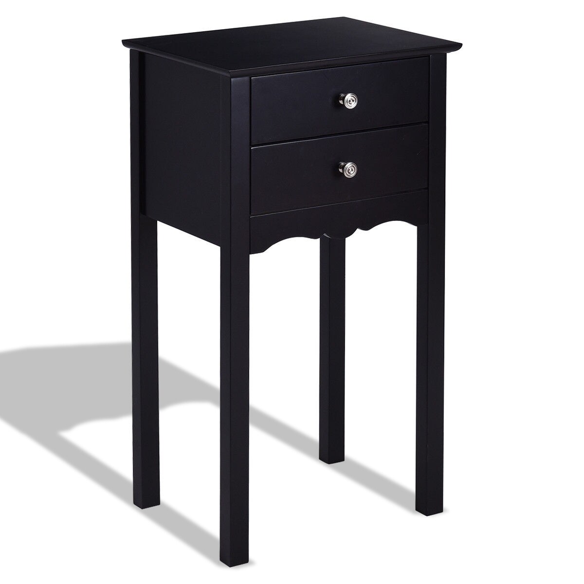 CASAINC WF-HW56184BK-LA End table with 2 drawers 13-in W x 30-in H Black Wood Modern End Table with Storage Assembly Required