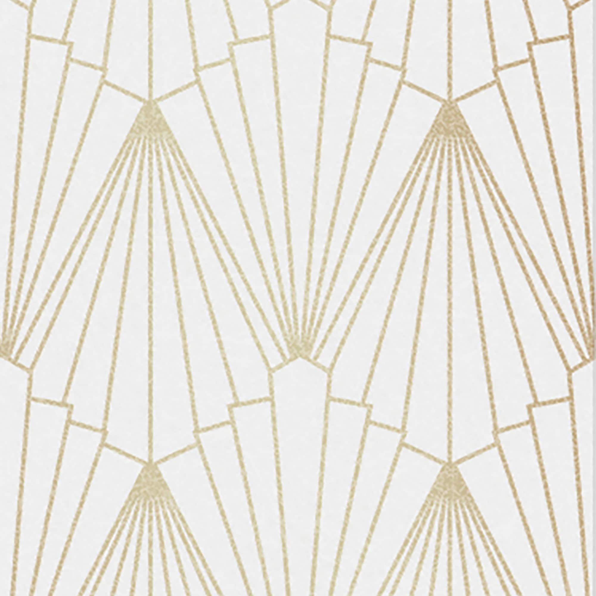 Rene Shimmer Gold and White Geometric Art Deco Wallpaper