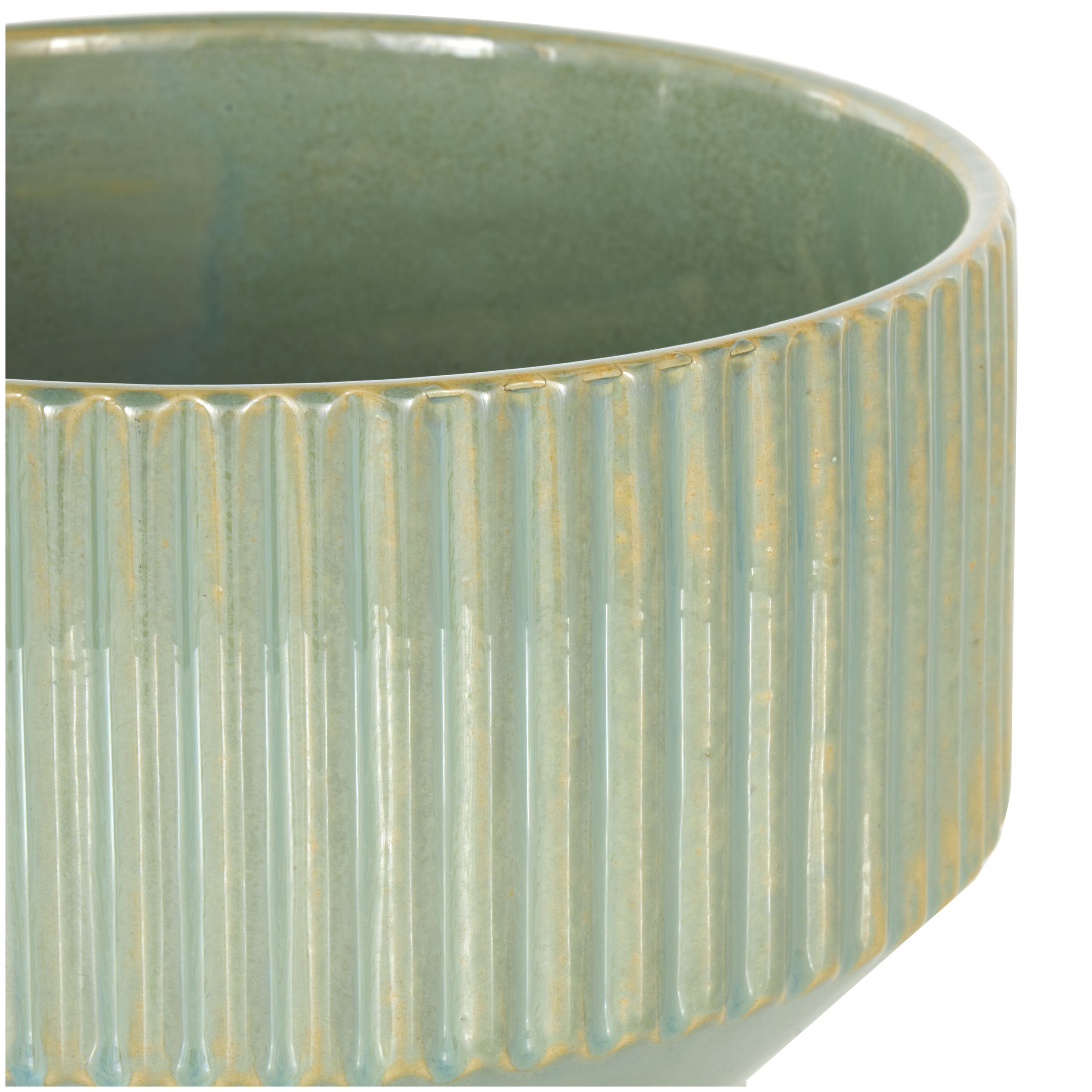 Green Ceramic Round Planter Set of 3