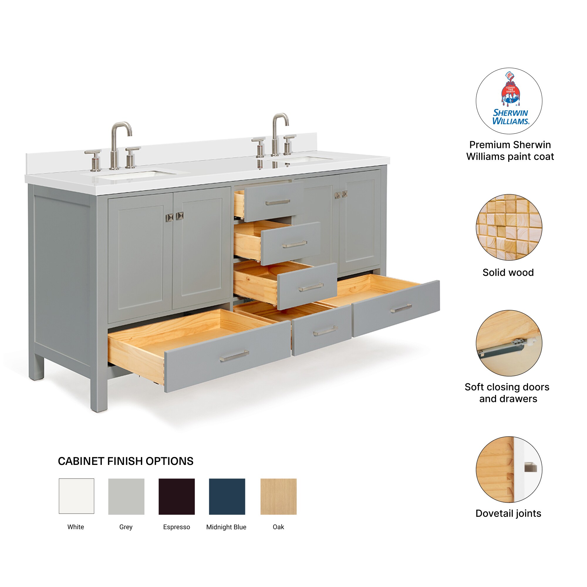 ARIEL A073DWQRVOGRY Bath-Vanity-Combo - View #4
