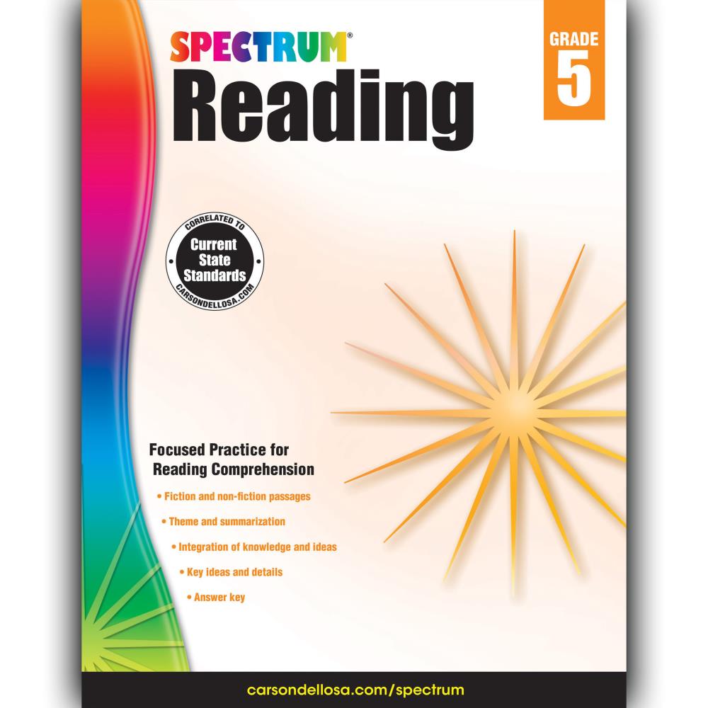 Spectrum CD-704583 Reading Workbook, Grade 5, Paperback Activity Book