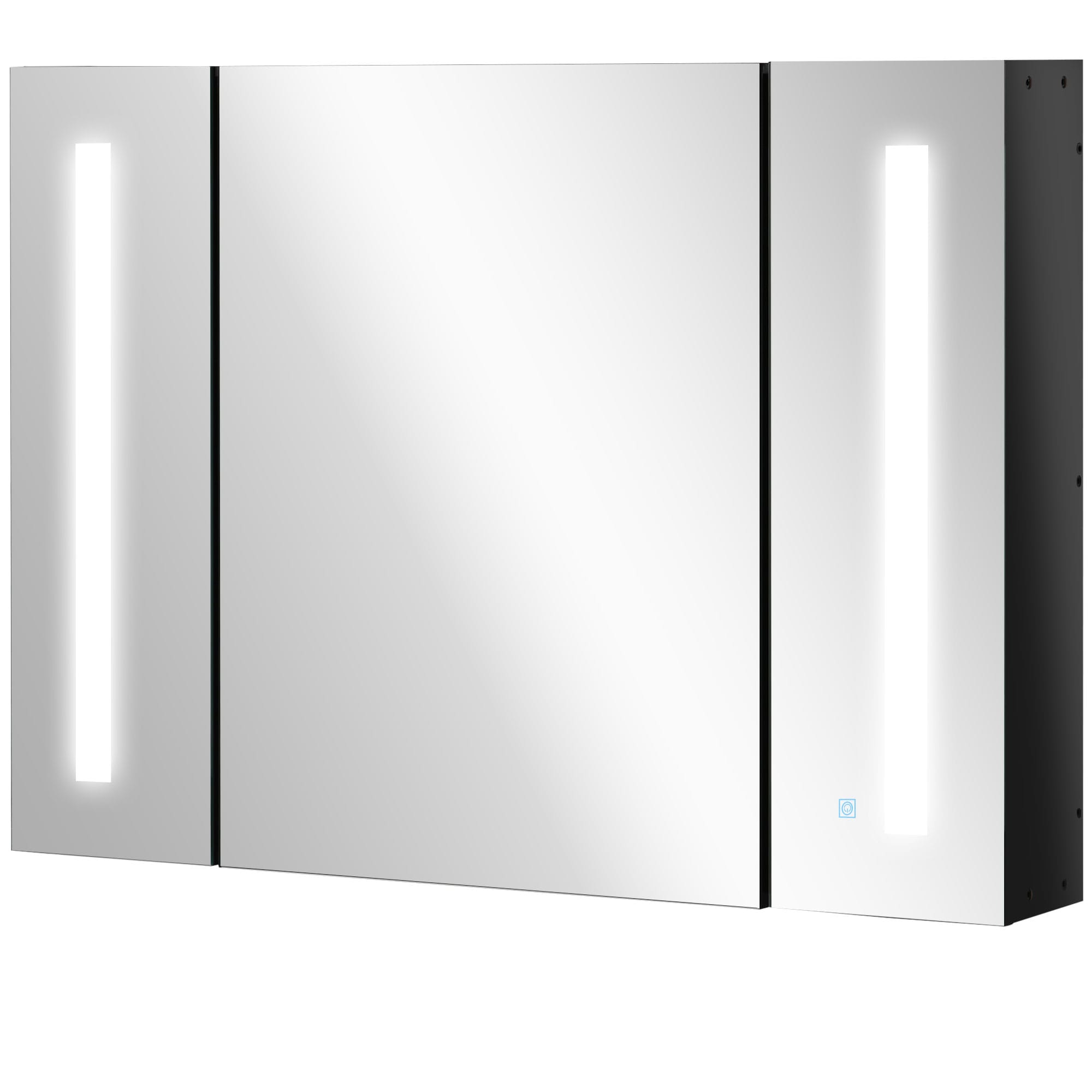 BEARSOLIM 35.5-in x 25.5-in Medicine Cabinet with Mirror LED Lighted Wall Mounted Bathroom Cabinet Memory Function USB Charge Black