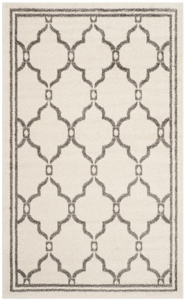 Safavieh AMT414K-3 Marion 3 x 5 (ft) Loomed Polypropylene Ivory/Gray Rectangular Indoor/Outdoor Trellis Throw rug