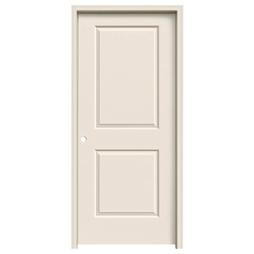 JELD-WEN JW225700285 36-in x 80-in Primed Hollow core 2-panel square Right hand Smooth Primed Molded composite Split Jamb Single Prehung Interior Door 356 Casing