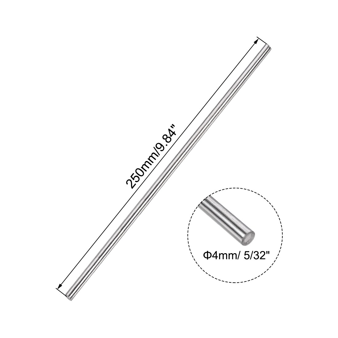 Unique Bargains 4mm x 250mm 304 Stainless Steel Solid Round Rod for DIY ...