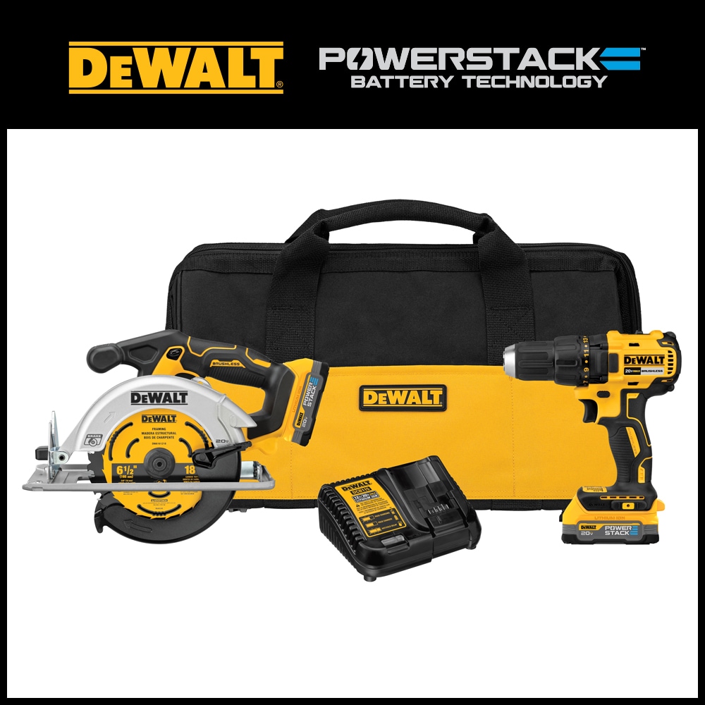 Bidrag Jeg regner med sikring DEWALT 20V MAX Brushless Cordless Circular Saw and Drill Combo Kit with  DEWALT POWERSTACK Compact Batteries in the Power Tool Combo Kits department  at Lowes.com