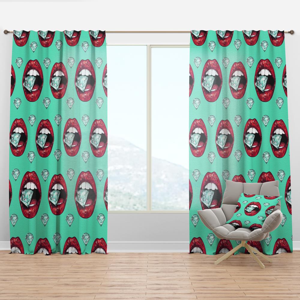 Designart CTN18926-52-63 63-Inches Green Abstract Room darkening Thermal lined Rod pocket Single curtain panel