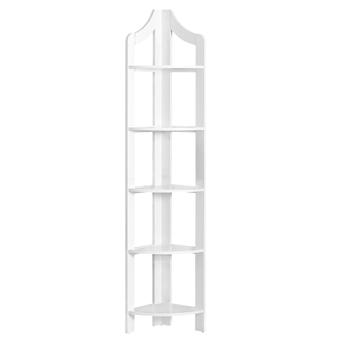 HomeRoots 332798 Jasmine White Recycled paperboard 5 -Shelf Corner Bookcase ( 15.5-in W x 71-in H x 17.5-in D ) Painted