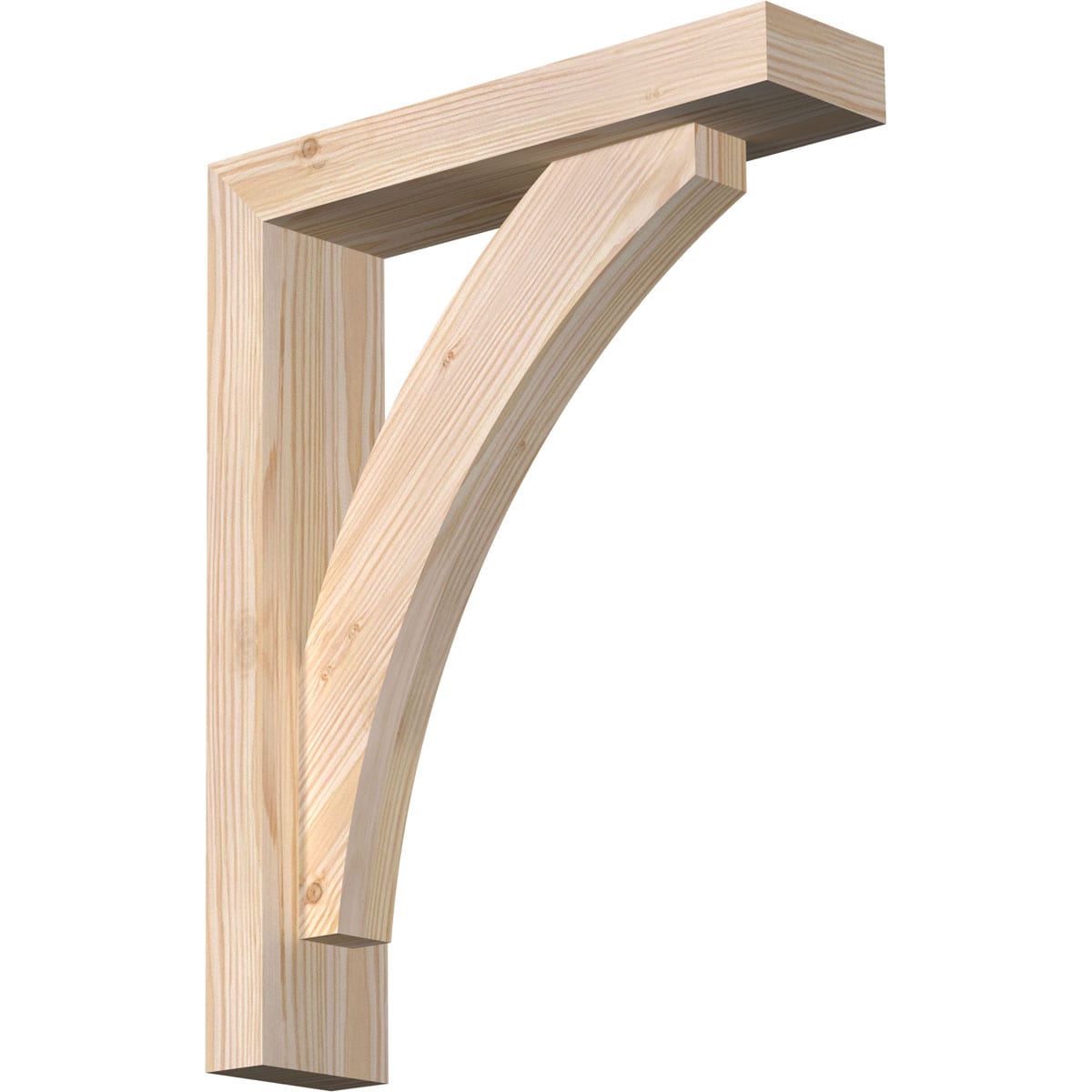 Ekena Millwork 1464106 Thorton Block Smooth Bracket with Offset Brace Douglas Fir Wood Standard Bracket
