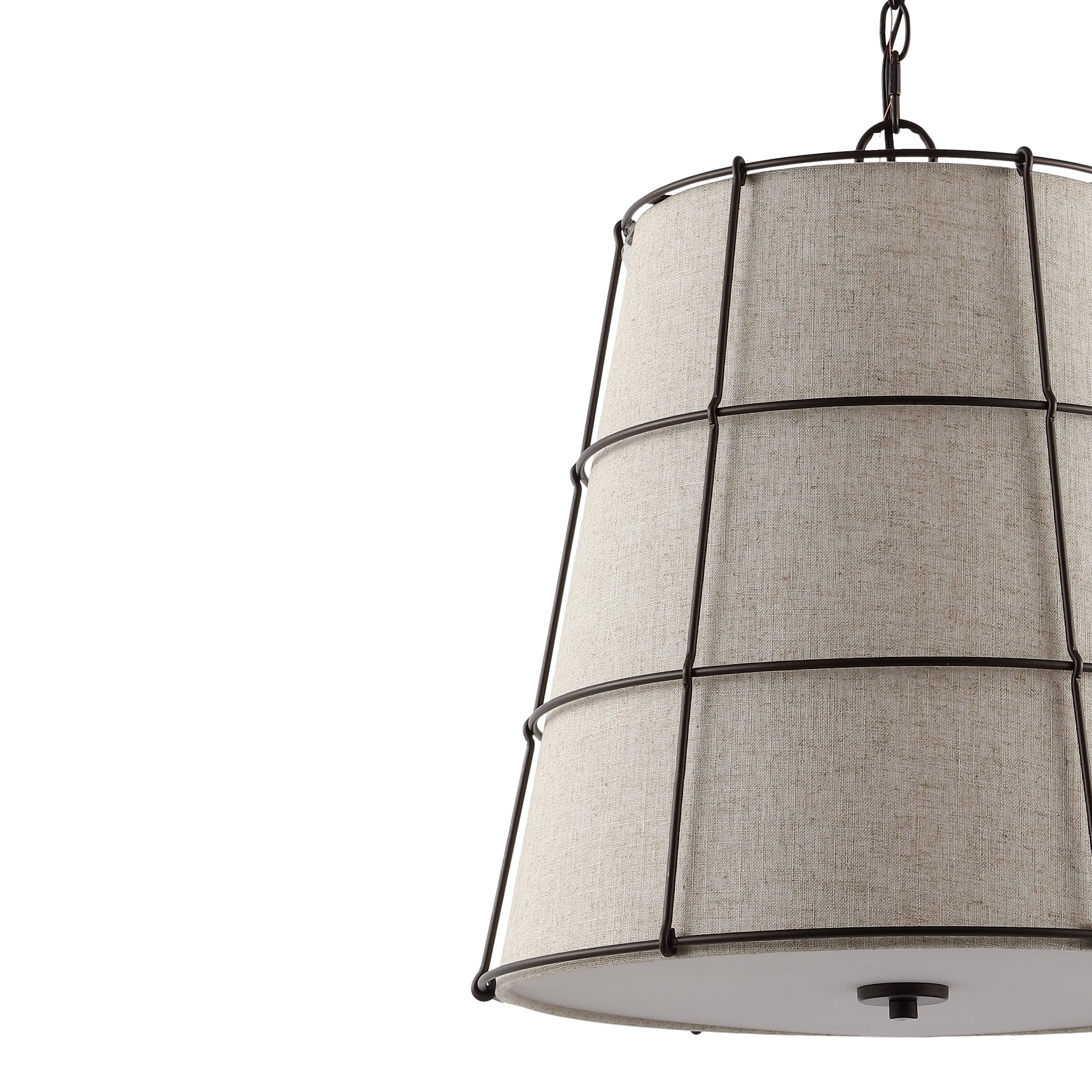 Silas 19" Black and Beige Rustic Farmhouse LED Pendant