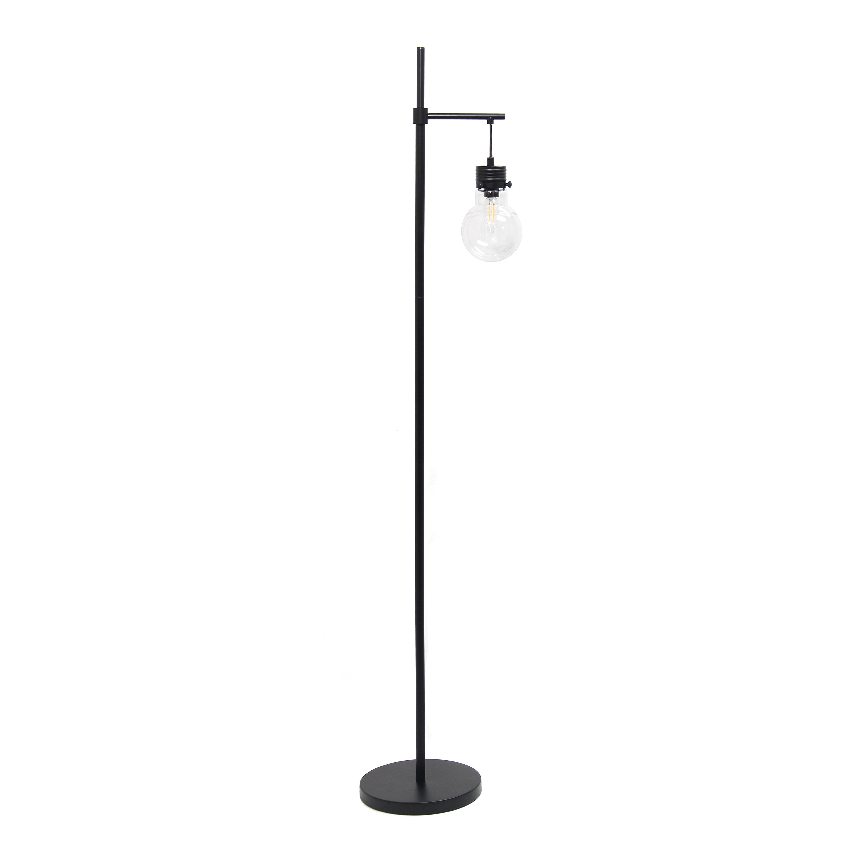 Lalia Home LHF-1002-BK Barnlitt 60-in Matte Black Downbridge Floor Lamp with Glass Shade