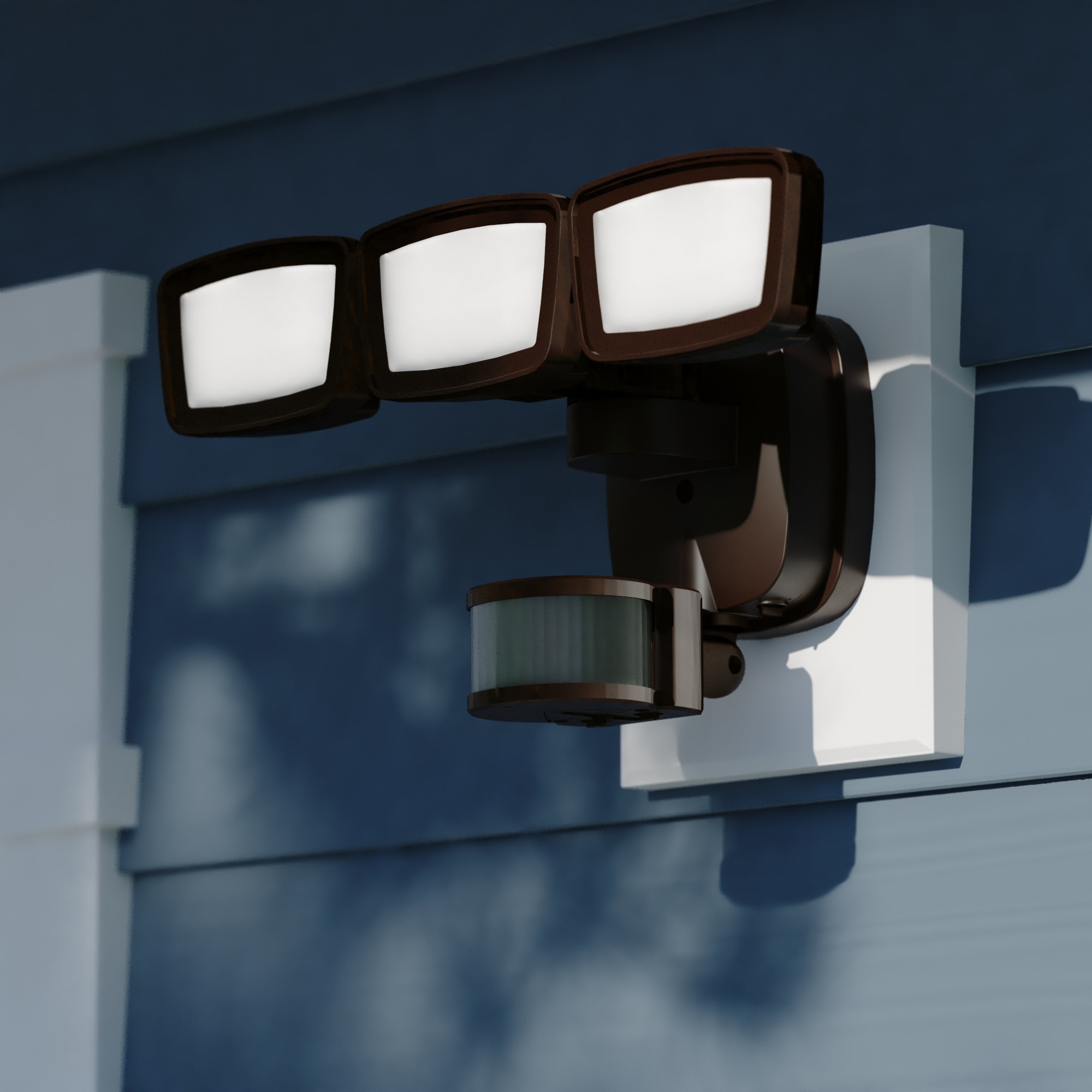Cascadia T0703 240 -Degree 210 -Wattage Equivalent Hardwired LED Bronze 3 -Head Motion-Activated Flood Light 3200 -Lumen