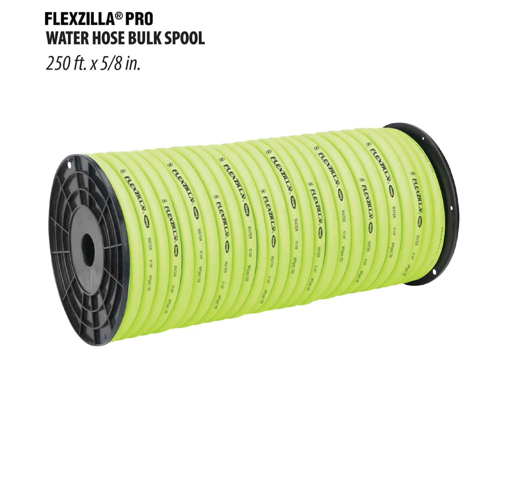 Flexzilla HFZW58250YW Pro Bulk 5/8-in x 250-ft Premium -Duty Kink Free Hybrid polymer Green Hose