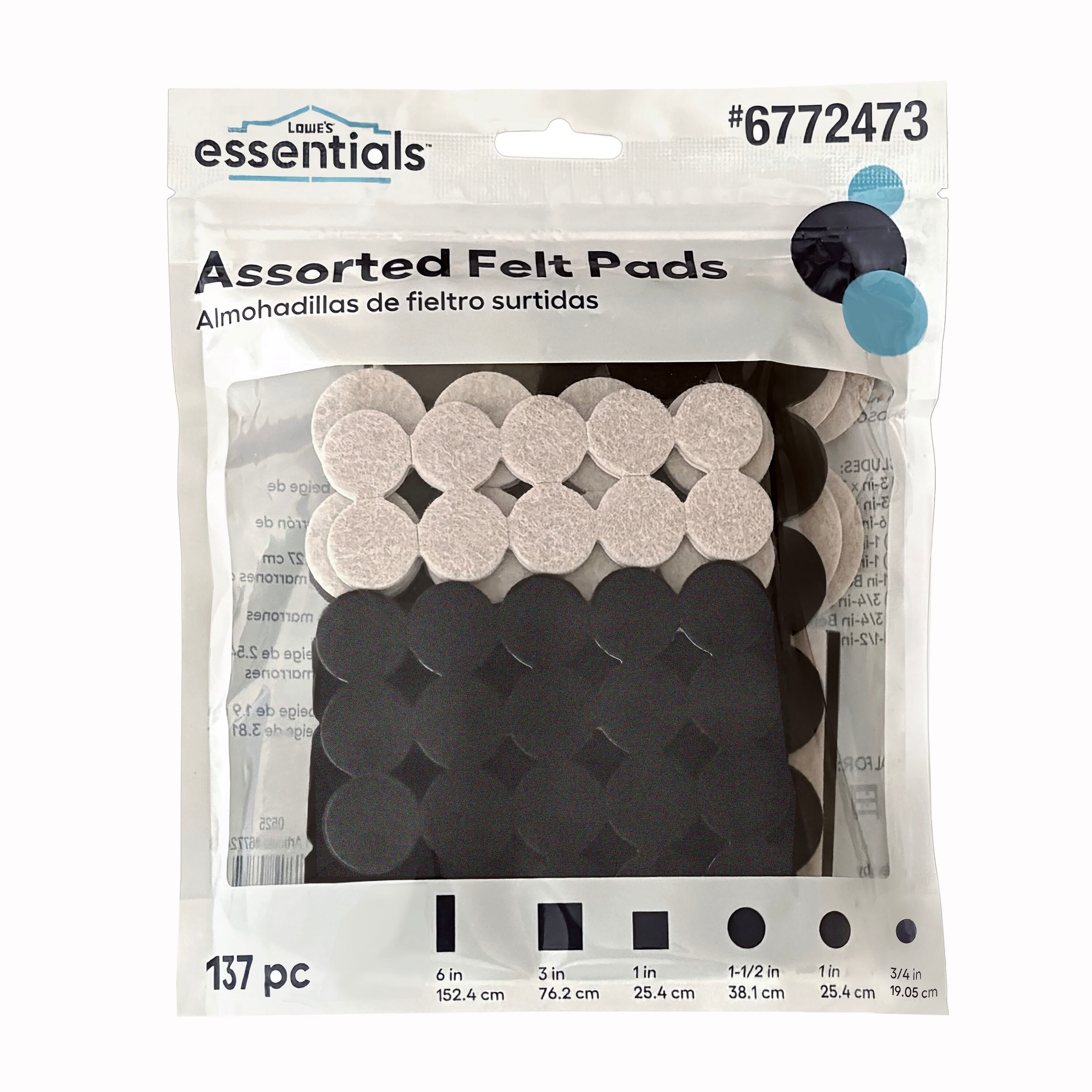 Lowe's Essentials 4762325PS 137 -Pack Assorted Beige Assorted Felt furniture pads