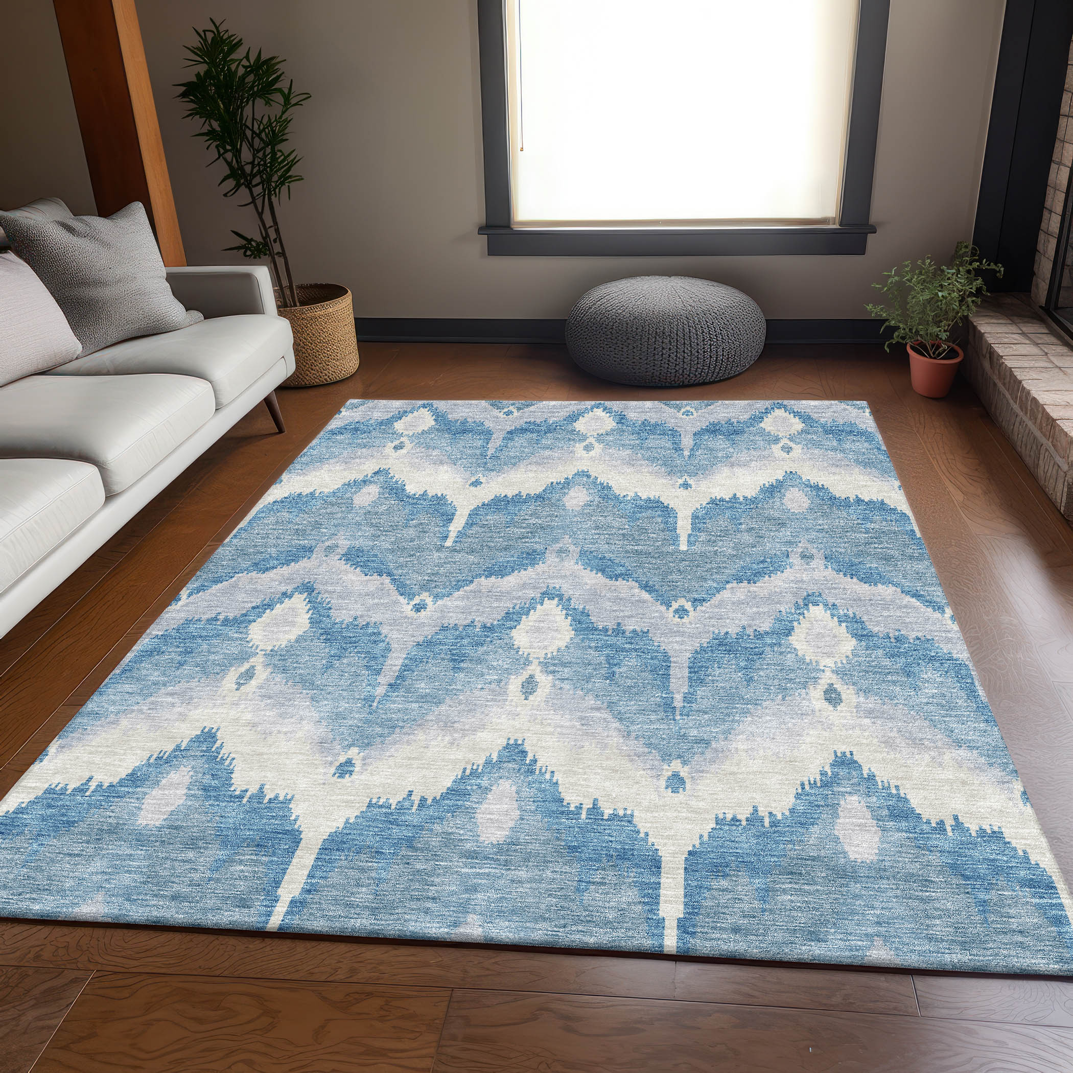 Addison Rugs ACN743DN3X5 Chantille ACN743DN 3 x 5 (ft) Polyester Denim Rectangular Indoor/Outdoor Geometric Machine washable Area rug