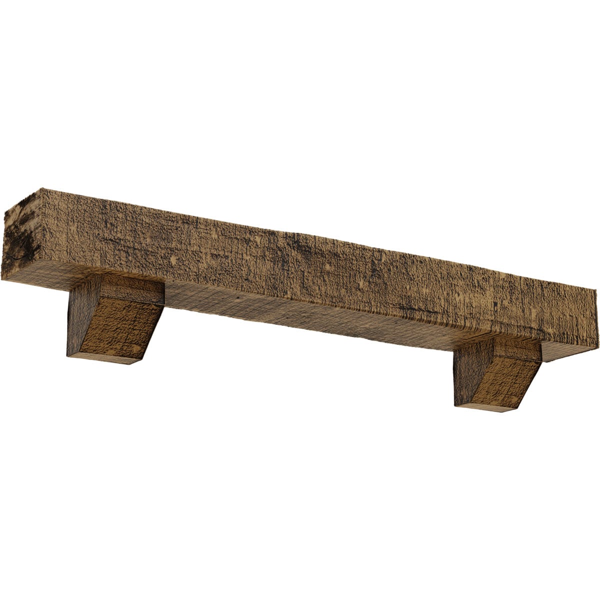Ekena Millwork MANURC04X06X72ASNG 72-in W x 4-in H x 6-in D Golden Oak (Natural) Hollow Urethane Rustic Fireplace Mantel