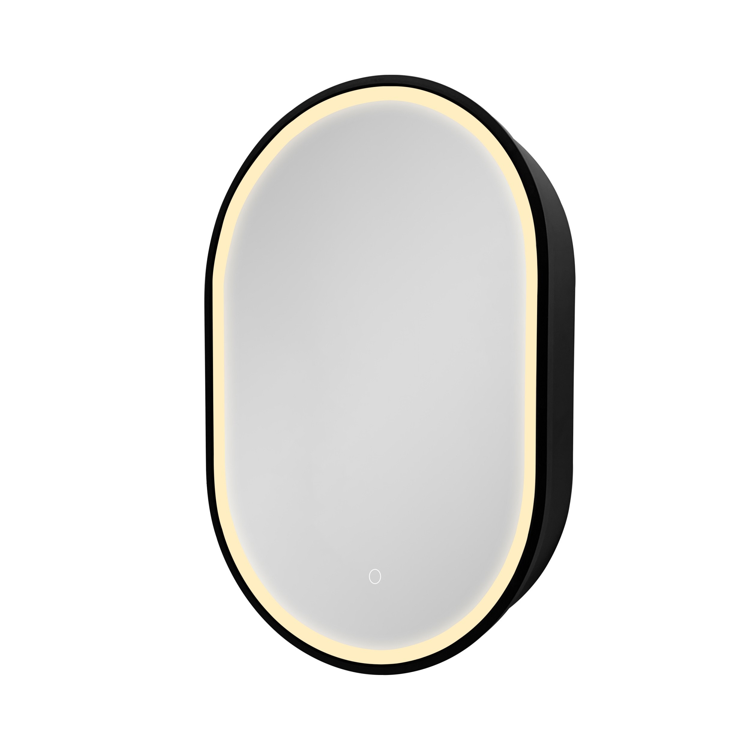 ToolCat BZ-2-144-JYG 21-in x 31-in Lighted LED Fog Free Surface/Recessed Mount Black Mirrored Oval Soft Close Medicine Cabinet