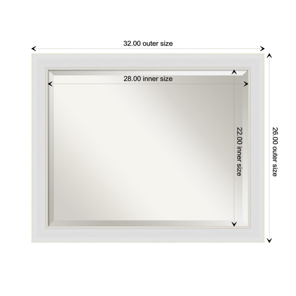 Flair Soft White Satin Finish Rectangular Wall Mirror 32" x 26"
