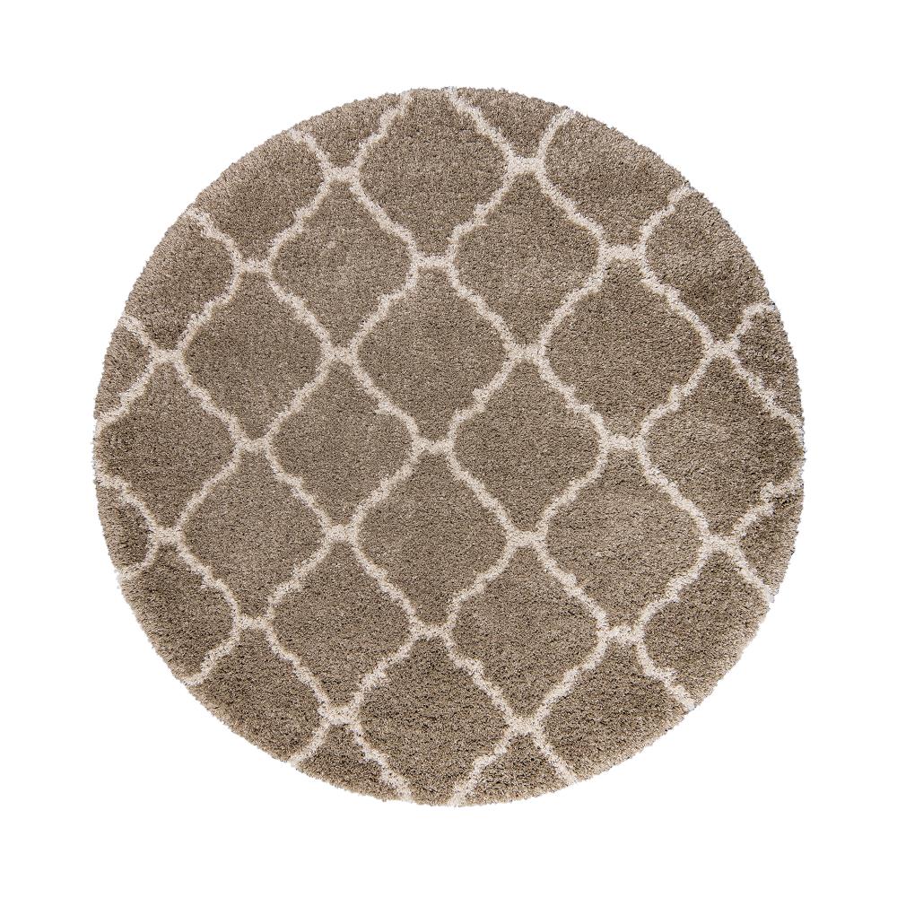 Laura Ashley 47368 Loft 8 x 8 Ivory W Oatmeal Round Indoor Geometric Area Rug