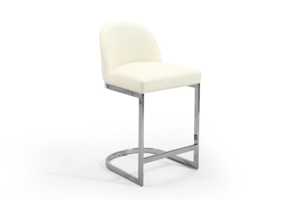 Chic Home Design FCS9617-LW Xander Cream Counter height Upholstered Wood Bar Stool Back