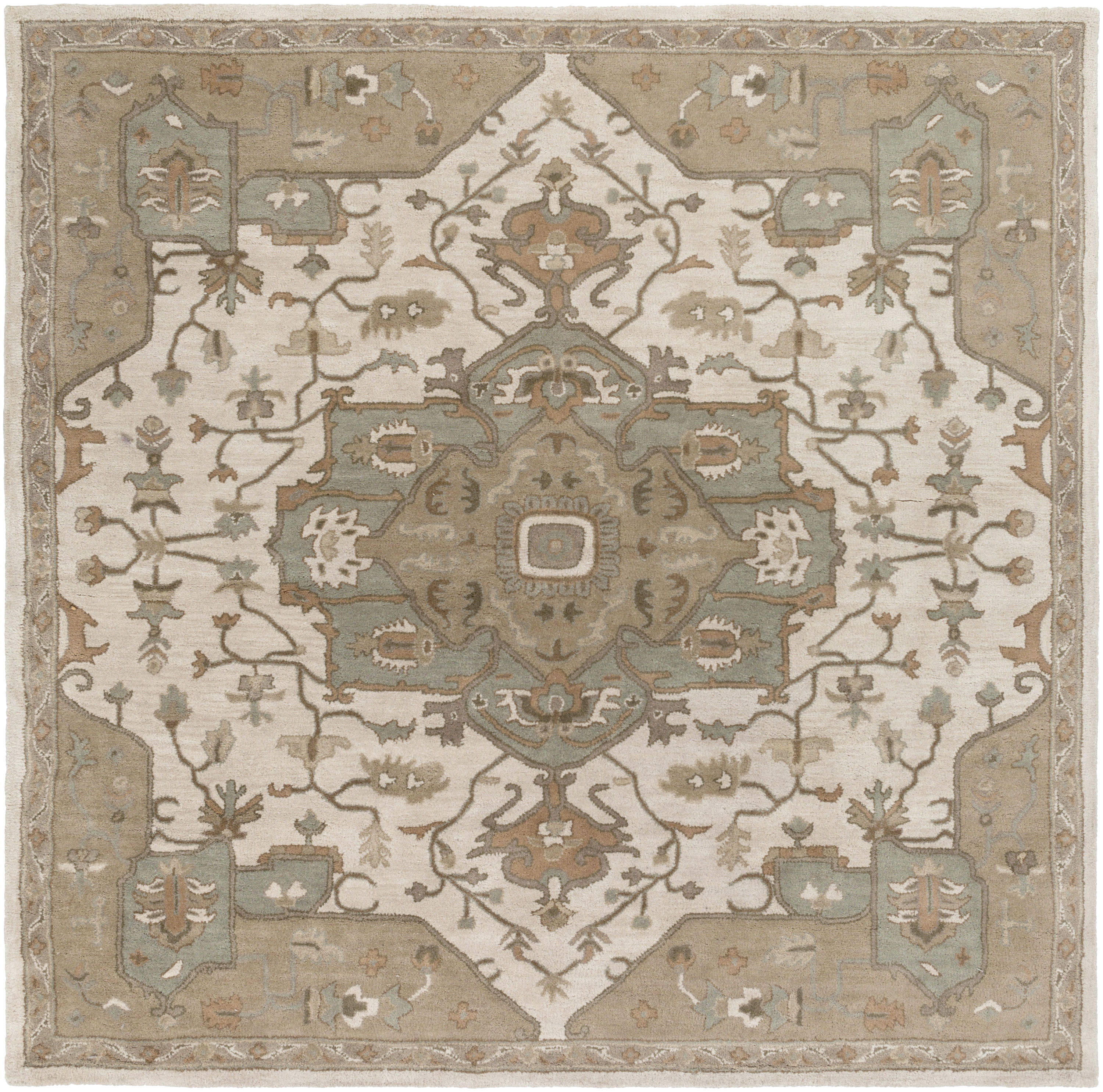 Livabliss CAE1143-4SQ Caesar 4 x 4 (ft) Tufted Wool Gray Square Indoor Medallion Oriental Area rug