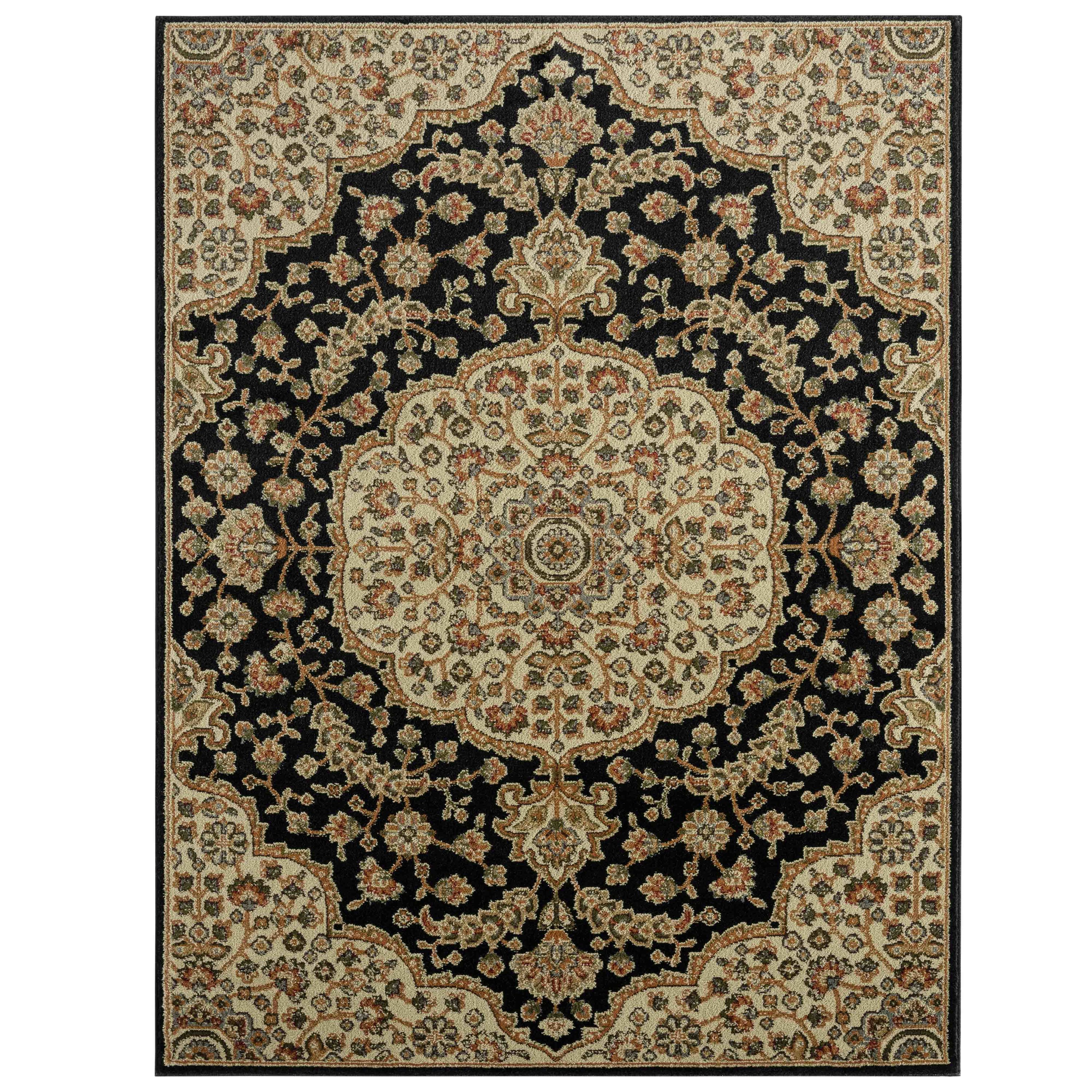Home Dynamix 1-11242-457 Royalty Medallion 8 x 10 (ft) Loomed Polypropylene Black/Ivory Rectangular Indoor Area rug