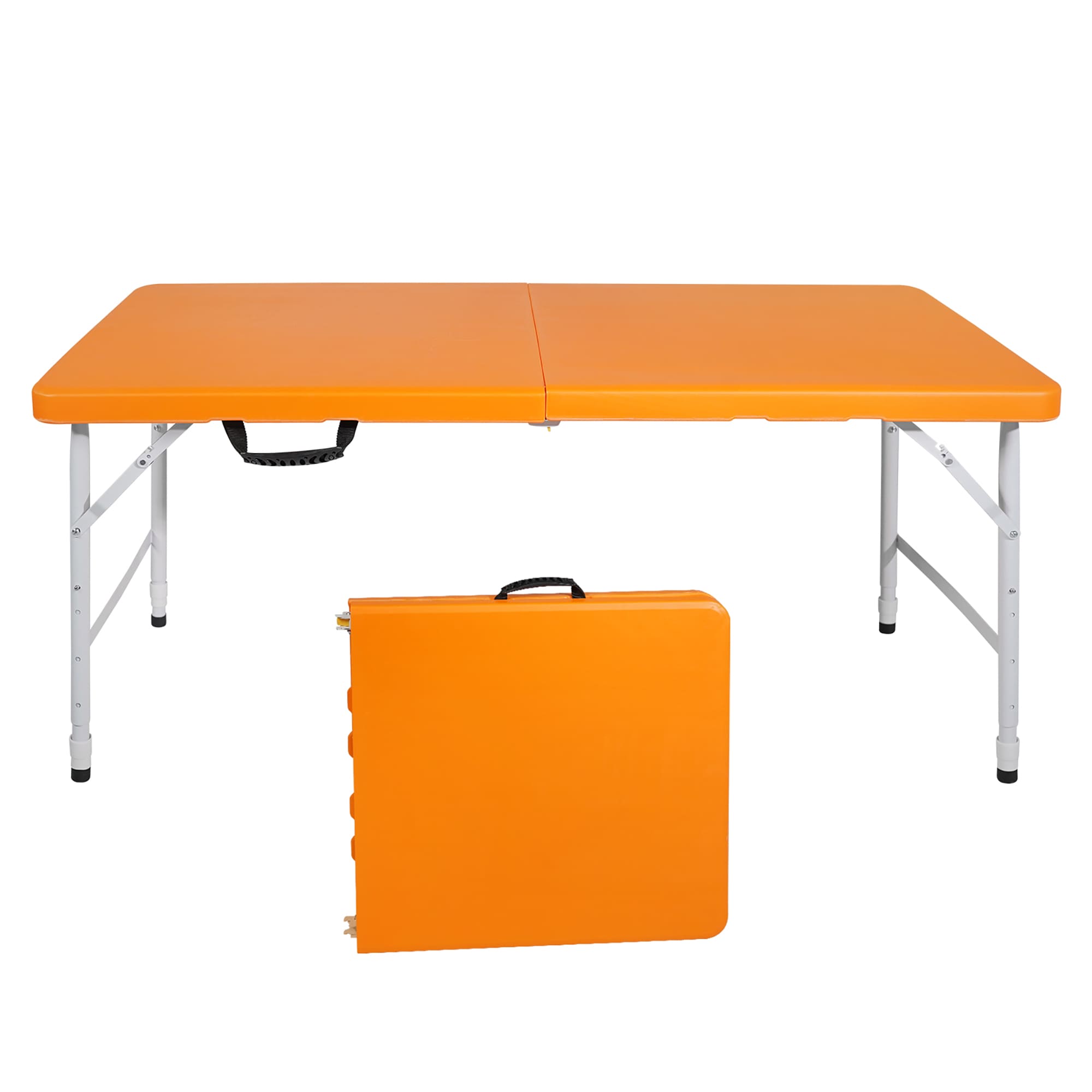 GZMR 2 ft x 4 ft Fold in half Indoor or Outdoor Rectangle Plastic Orange Adjustable Height Folding Banquet Table 4 Person in the Folding Tables department at Lowes