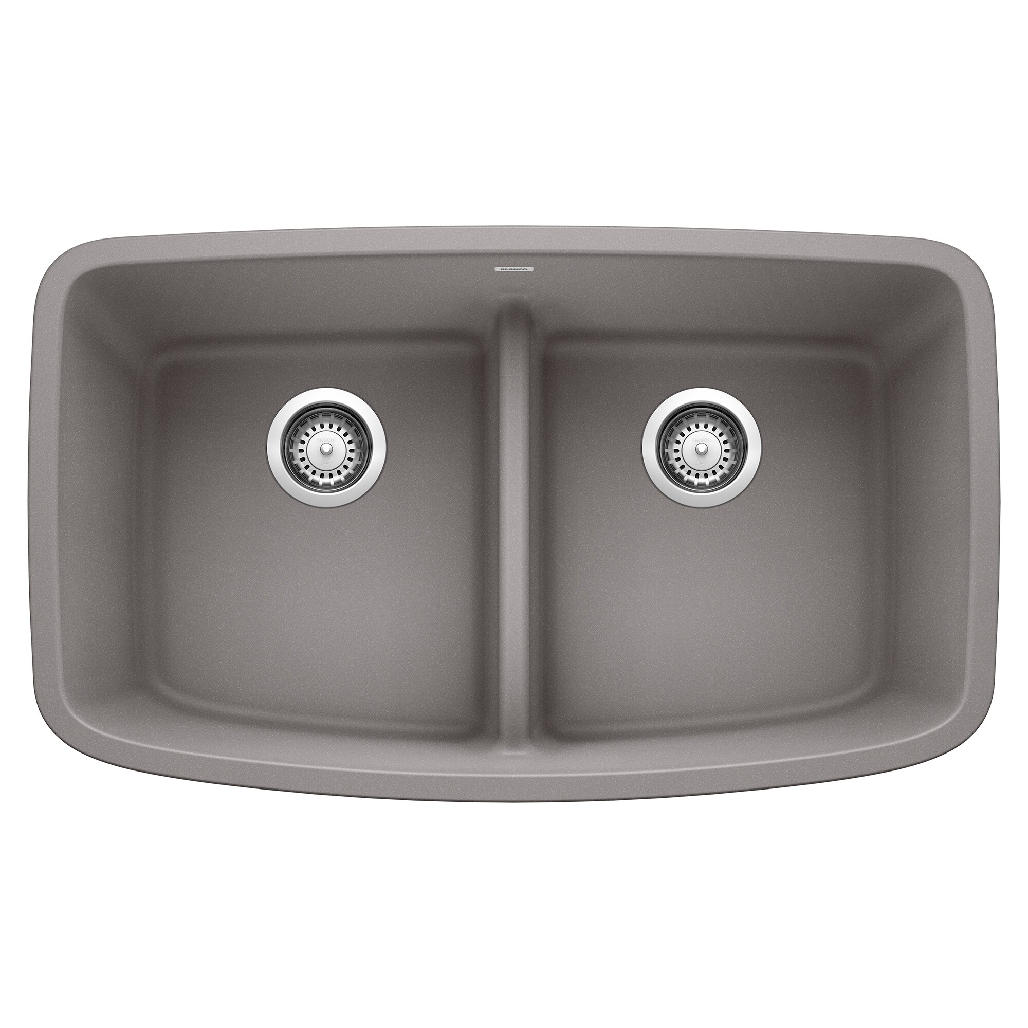 BLANCO 442202 Valea Silgranit Undermount 32-Inches x 19-Inches Metallic Gray Granite Double equal bowl No Faucet Hole Kitchen Sink