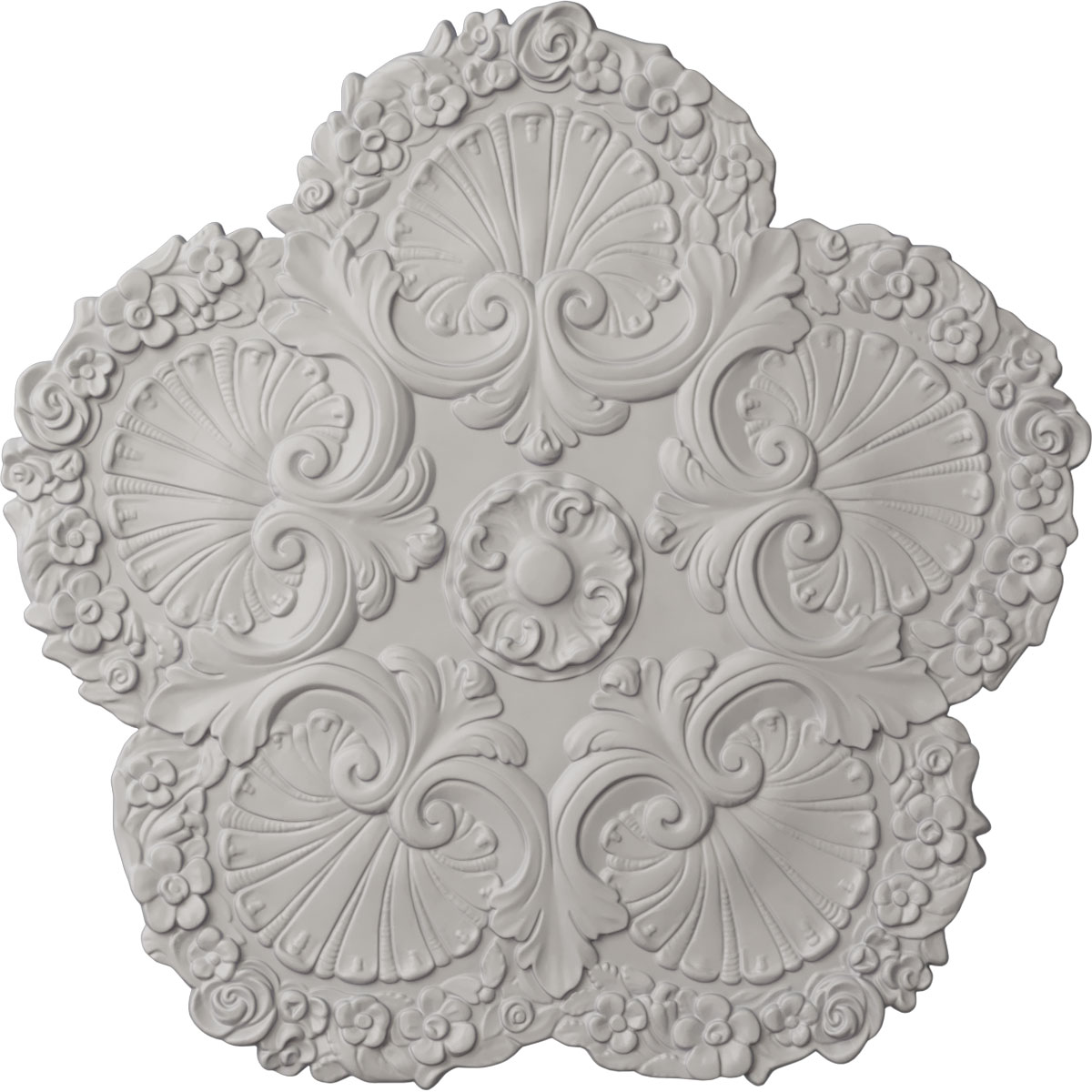 Ekena Millwork CM25SHUWF Shell 25.625-in W x 25.625-in L Painted Ultra Pure White Polyurethane Whole Ceiling Medallion