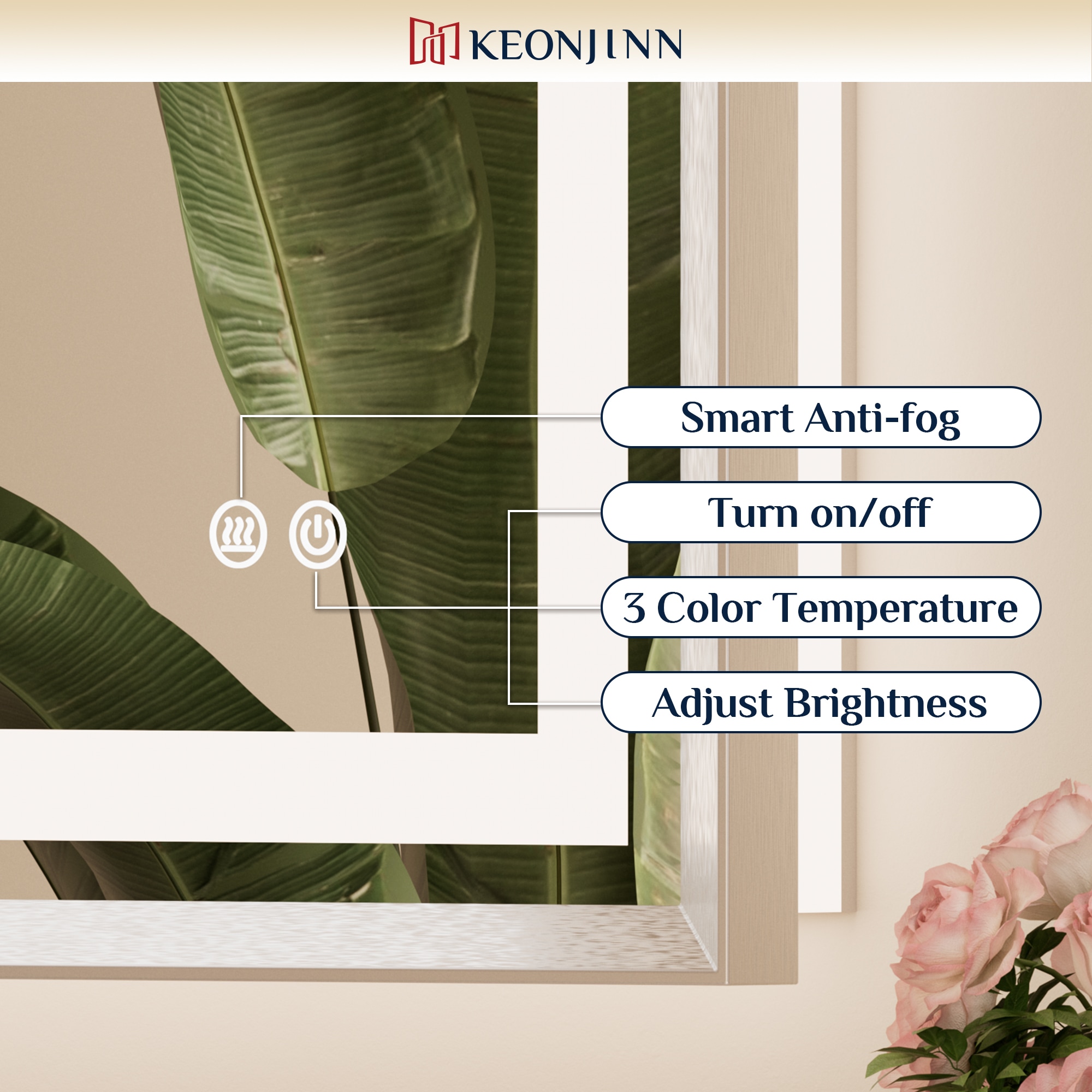 Keonjinn LW-BM66-18291-BN Framed-Bath-Mirrors - View #7