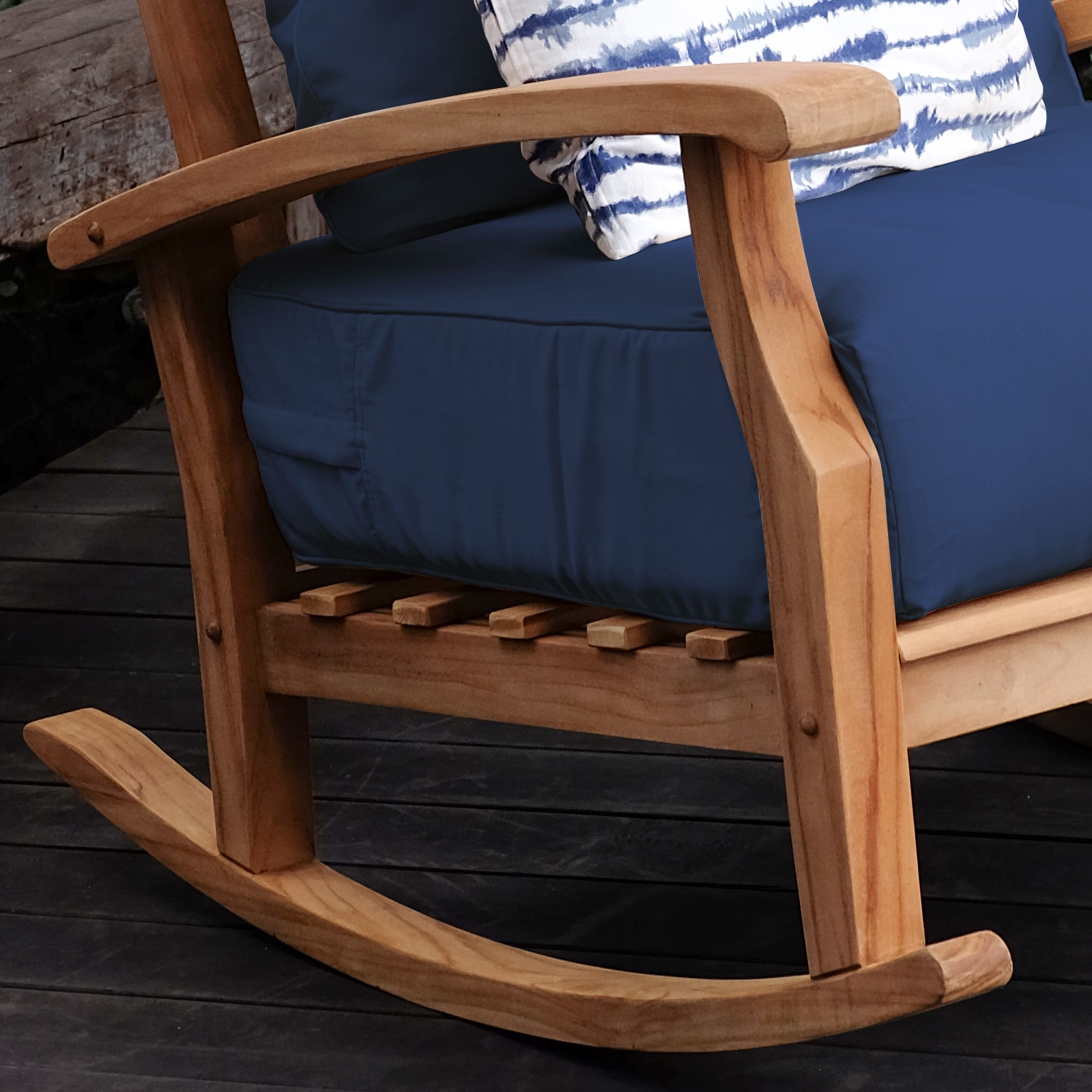 Cambridge Casual Auburn Natural Teak Wood Frame Rocking Chair with