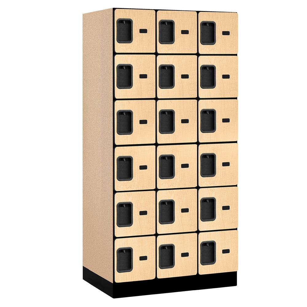 SALSBURY INDUSTRIES 36361MAP 36000 12" Wide Six Tier Box Style Designer Wood Locker 36-Inches W x 76-Inches H x 21-Inches D Wood Full Storage Lockers